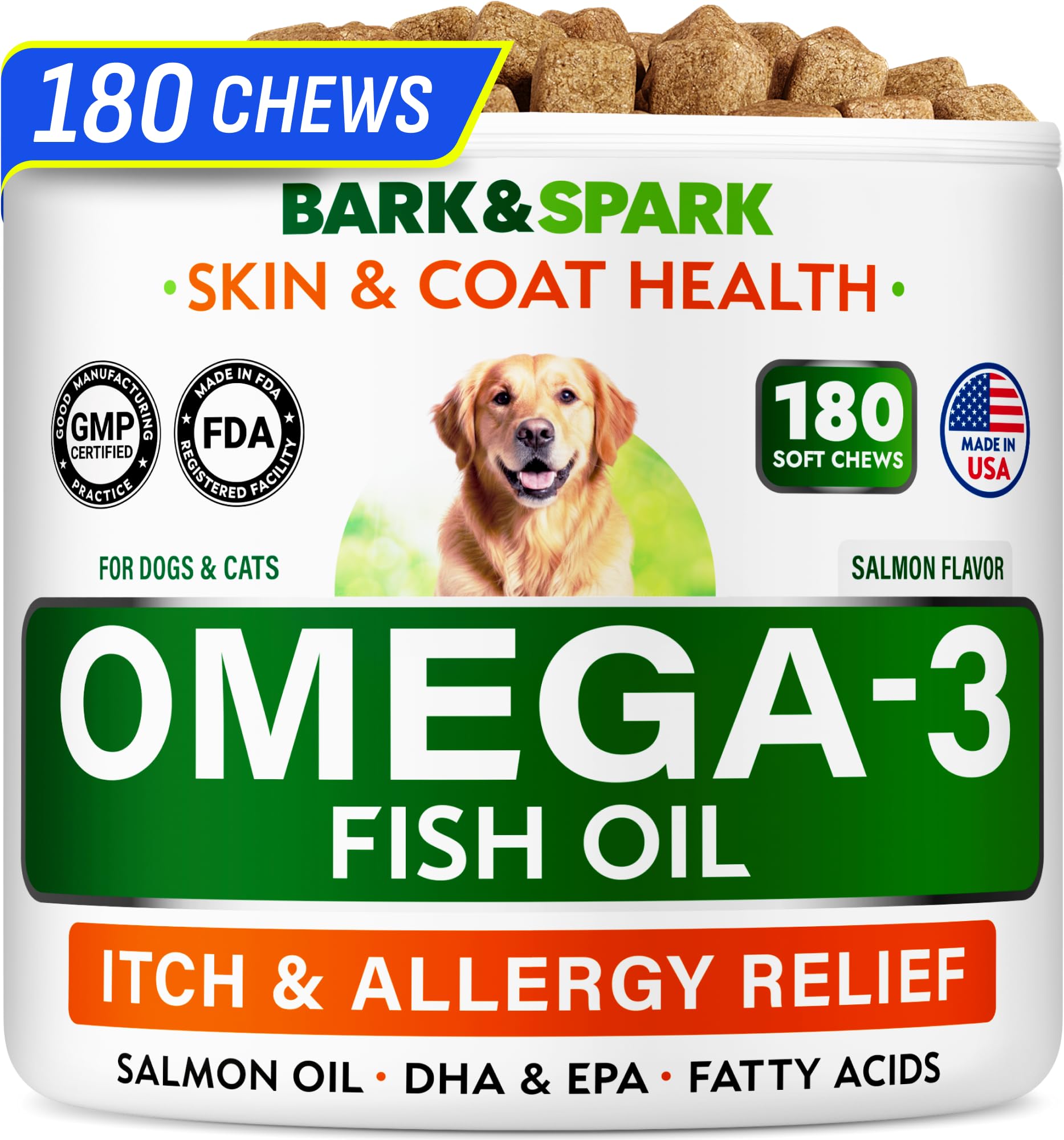 Omega 3 for Dogs - Fish Oil for Skin & Coat Health, Itch & Allergy Support
