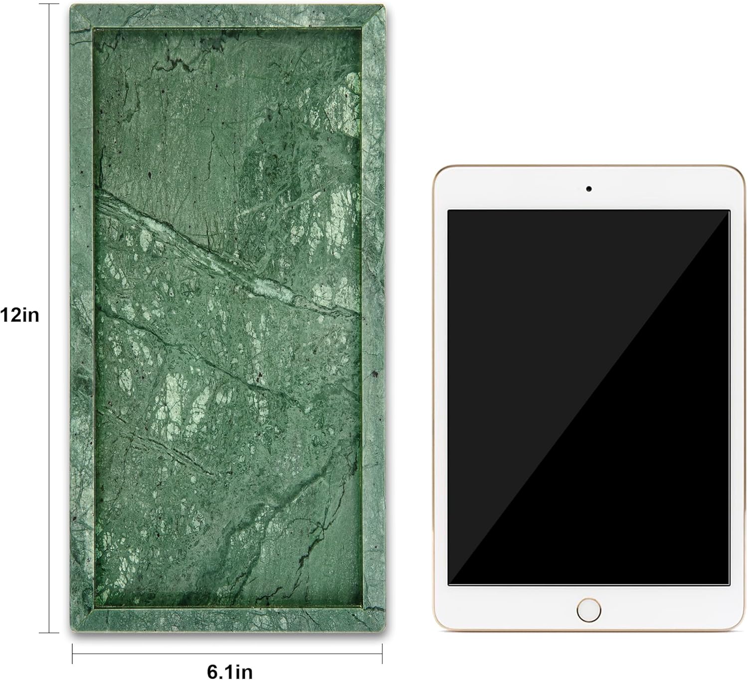 Natural Marble Vanity Bathroom Tray, 12 x 6 Inch Elegant Home Decor Tray for Kitchen,Bathroom,Dresser, Coffee Table,Sink Storage Holder Organizer, Green (NS029) - Image 7