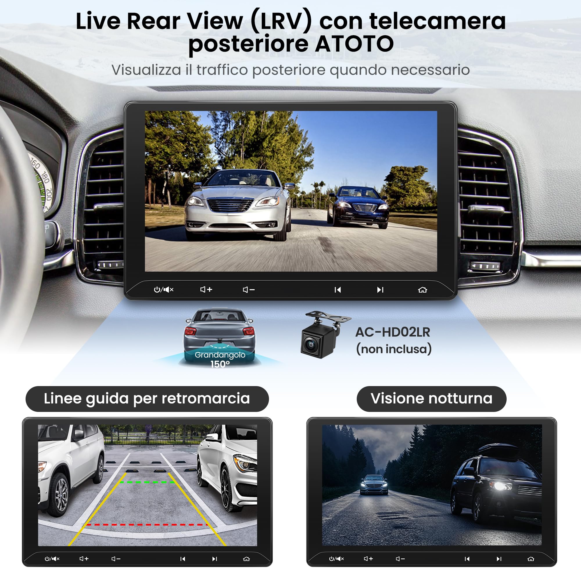 ATOTO F7 WE 10.1 Pollici Autoradio 2 DIN, CarPlay e Android Auto Senza fili | Schermo QLED Touchscreen, Doppio Mic, 4x29W RMS, 4V RCA, EQ 12 Bande, SWC, Split-Screen, Controllo al Volante, AUX/FM/AM