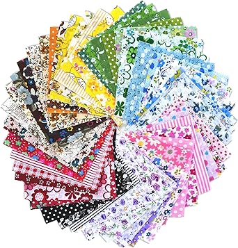 150 Pcs Cotton Craft Fabric Bundle Squares, Multicolored Abstract Pattern, 4 x 4 Inch, Pre-Cut Quilt Squares