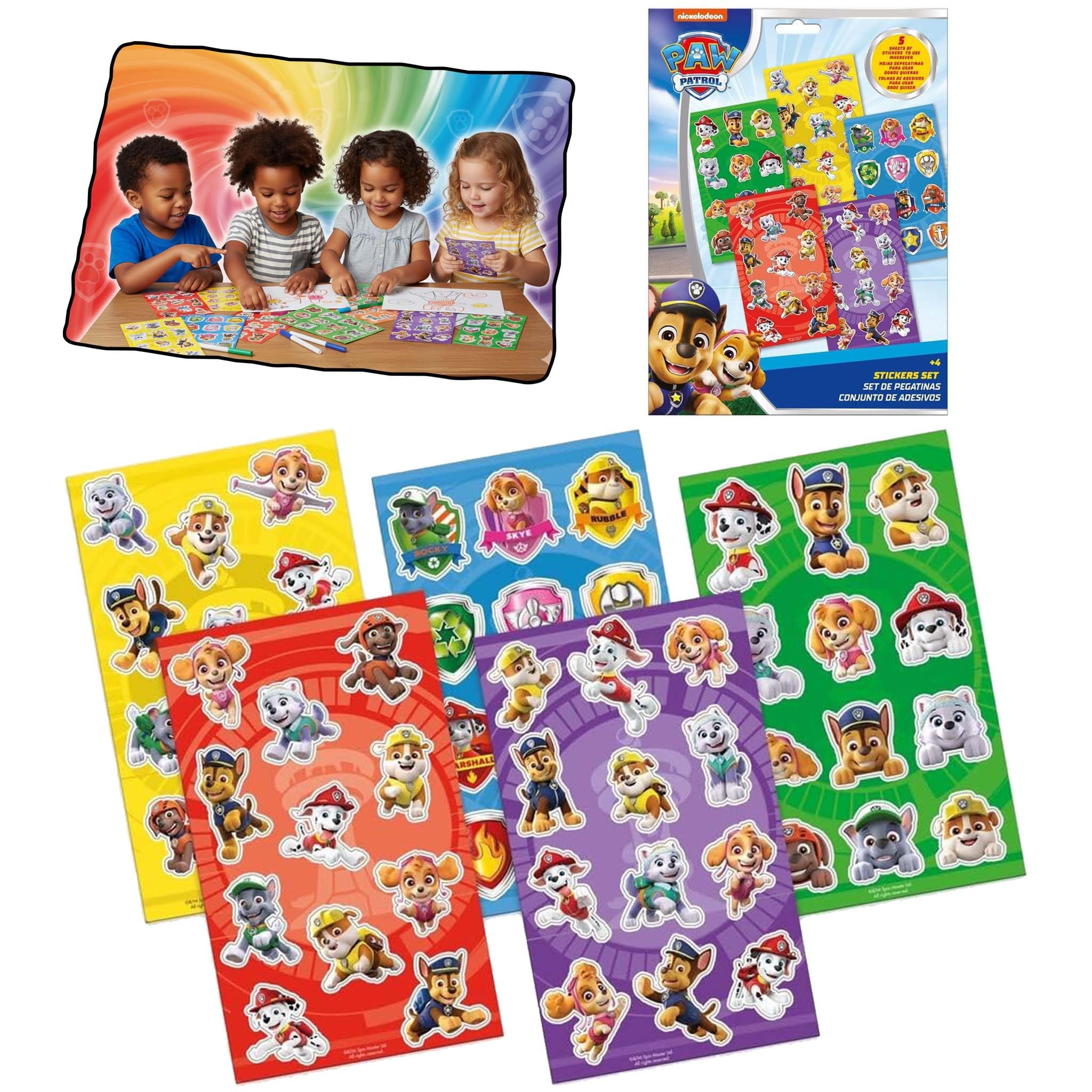5X PAW Patrol Sticker Sheets for Kids | 60 Waterproof PVC Decals | Removable & Reusable Stickers for Scrapbooking, Notebooks, Party Favours, Birthday, Back to School Christmas Gift
