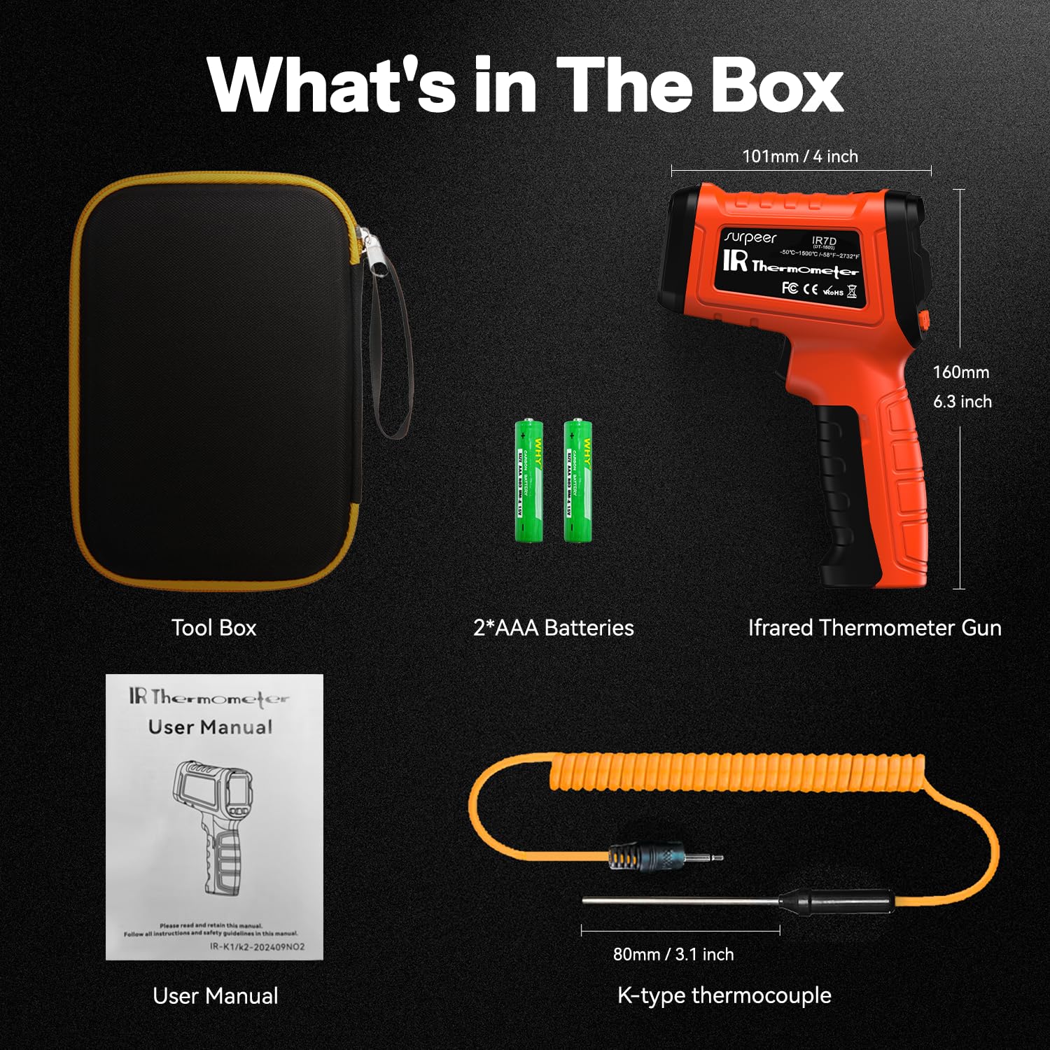 Infrared Thermometer Temperature Gun 2732°F 50:1 Pyrometer — Amazon image 7