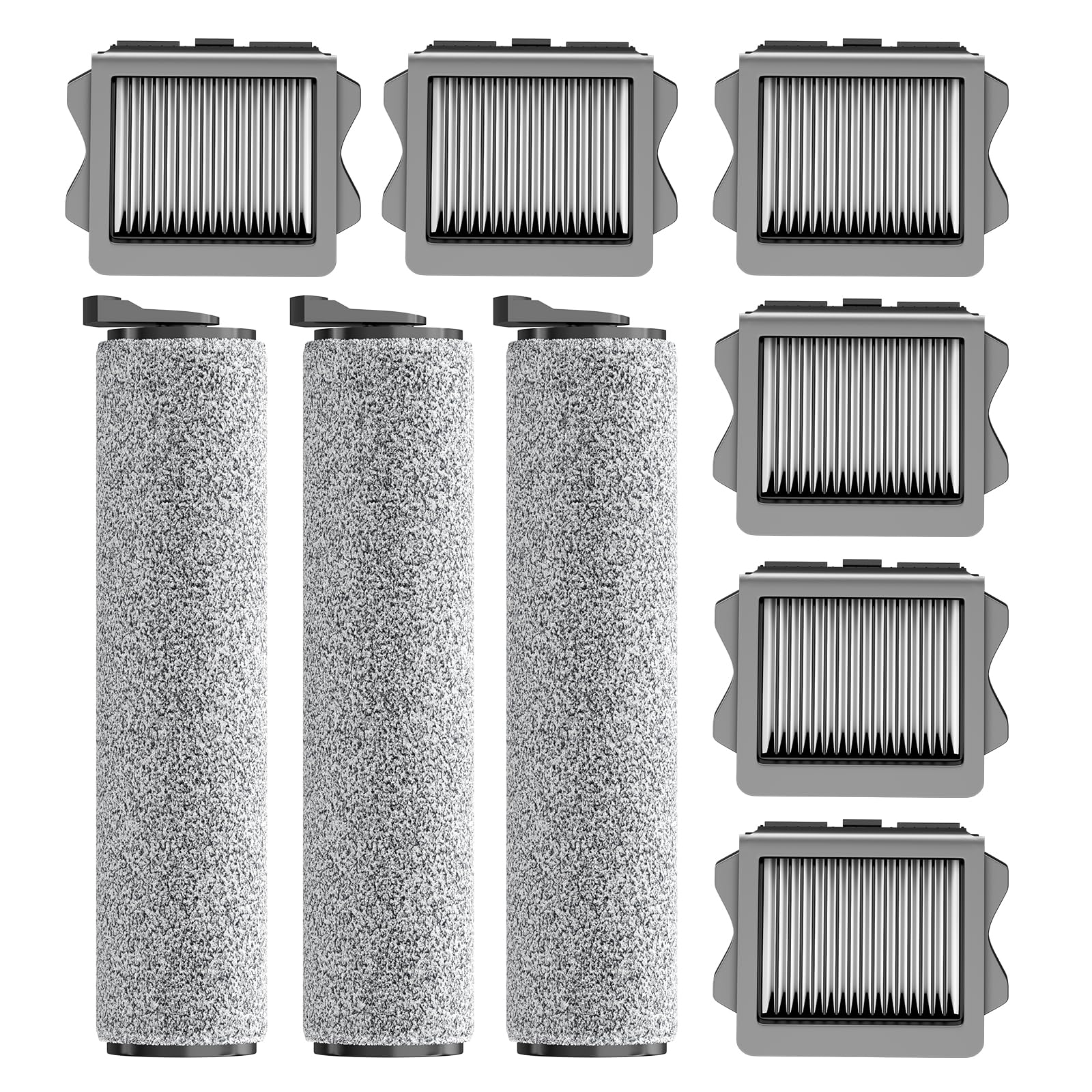 Photo 1 of Nukisa Vacuum Mop Parts Compatible with Tineco Roller Brush Replacement, Suitable with ifloor 3 Series, Floor One S3 Series, iFLOOR 5 Breeze Complete, Set Includes 3 Roller Brushes and 6 Filters