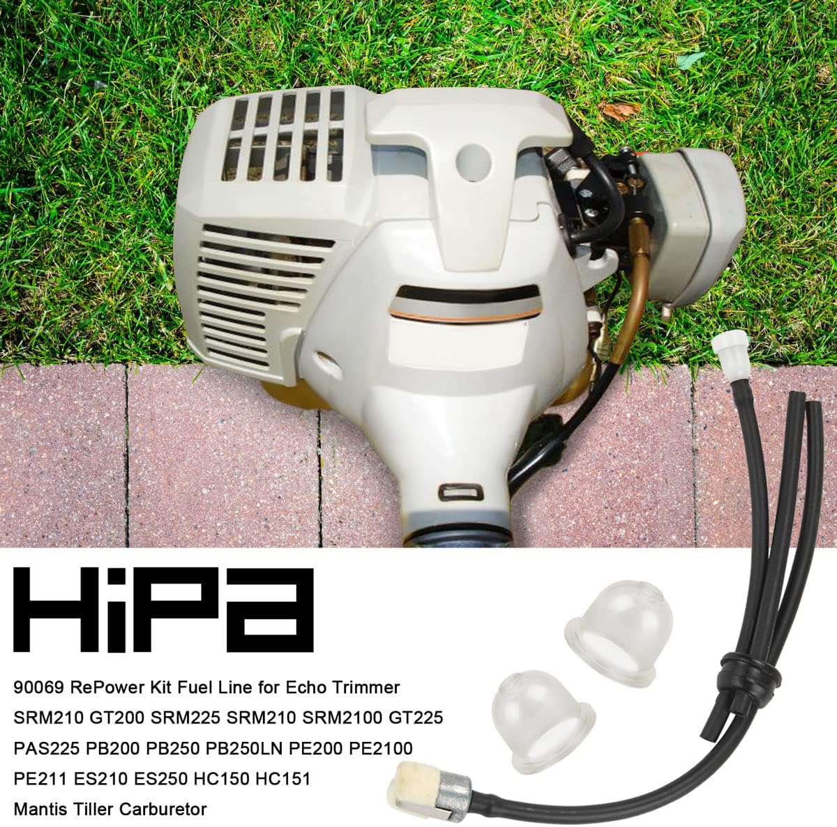Hipa 90069 RePower Kit Fuel Line for Echo Trimmer SRM210 GT200 SRM225 SRM210 SRM2100 GT225 PAS225 PB200 PB250 PB250LN PE200 PE2100 PE211 ES210 ES250 HC150 HC151 Mantis Tiller Carburetor