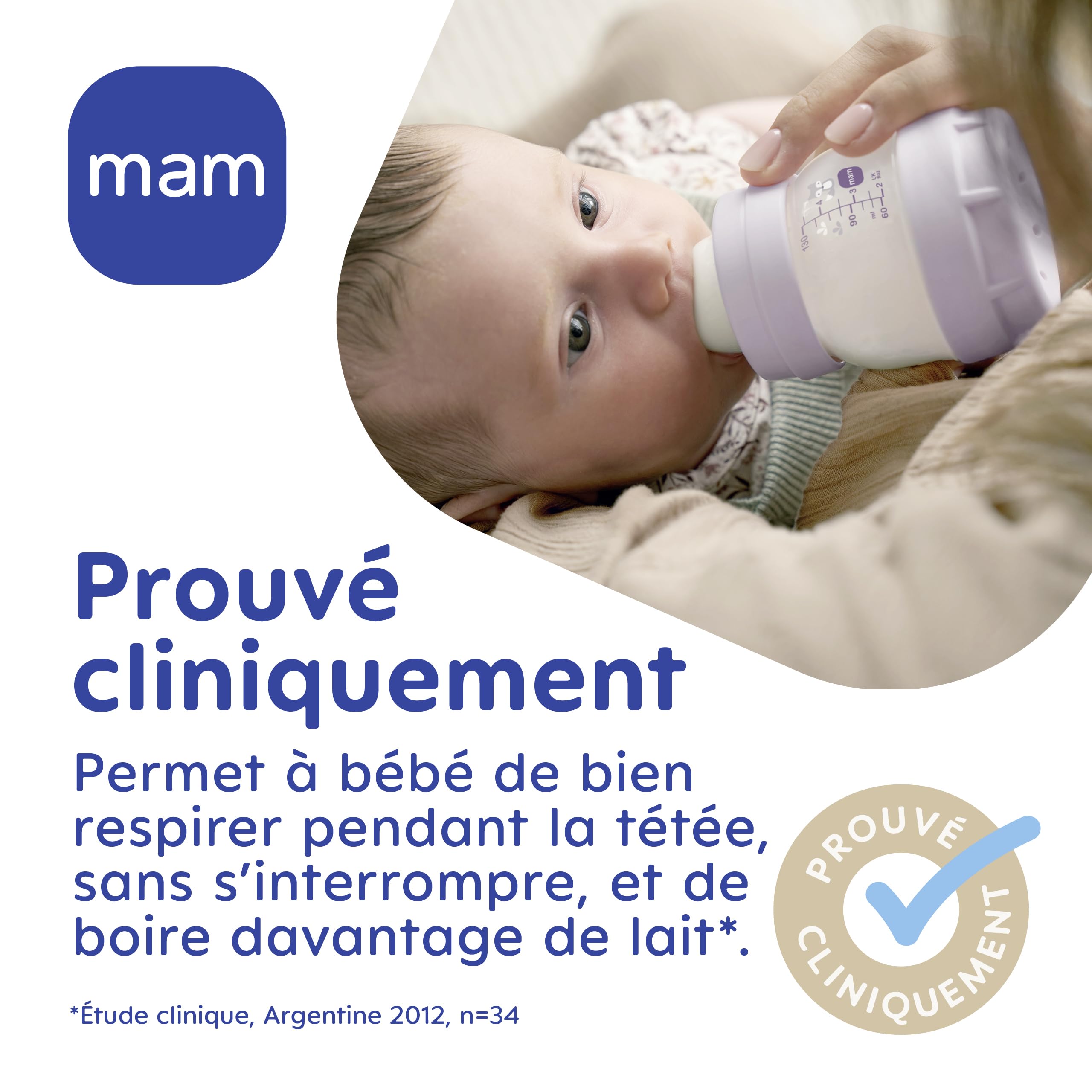 MAM | Lot de 2 biberons Easy Start Anti-Colique 0+ mois débit lent (2 x 160 ml) Lilas + Sable – Biberon pour réduire les coliques et l'inconfort de bébé – Biberon bébé compatible avec l'allaitement