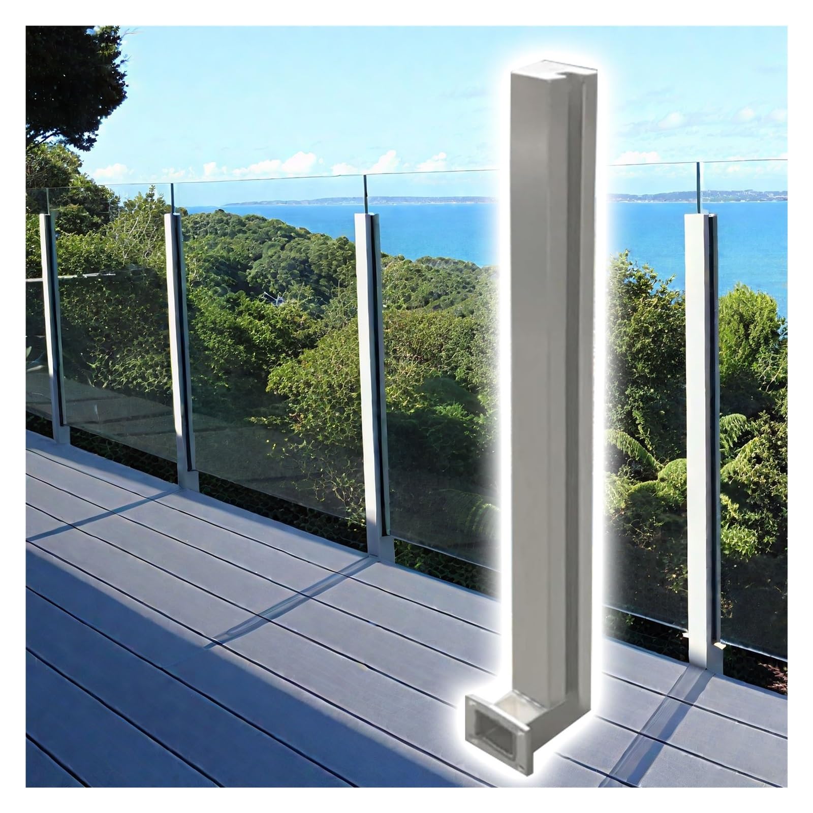Poteau de balustrade en verre haut de gamme HAIXHX argenté pour fixation latérale
