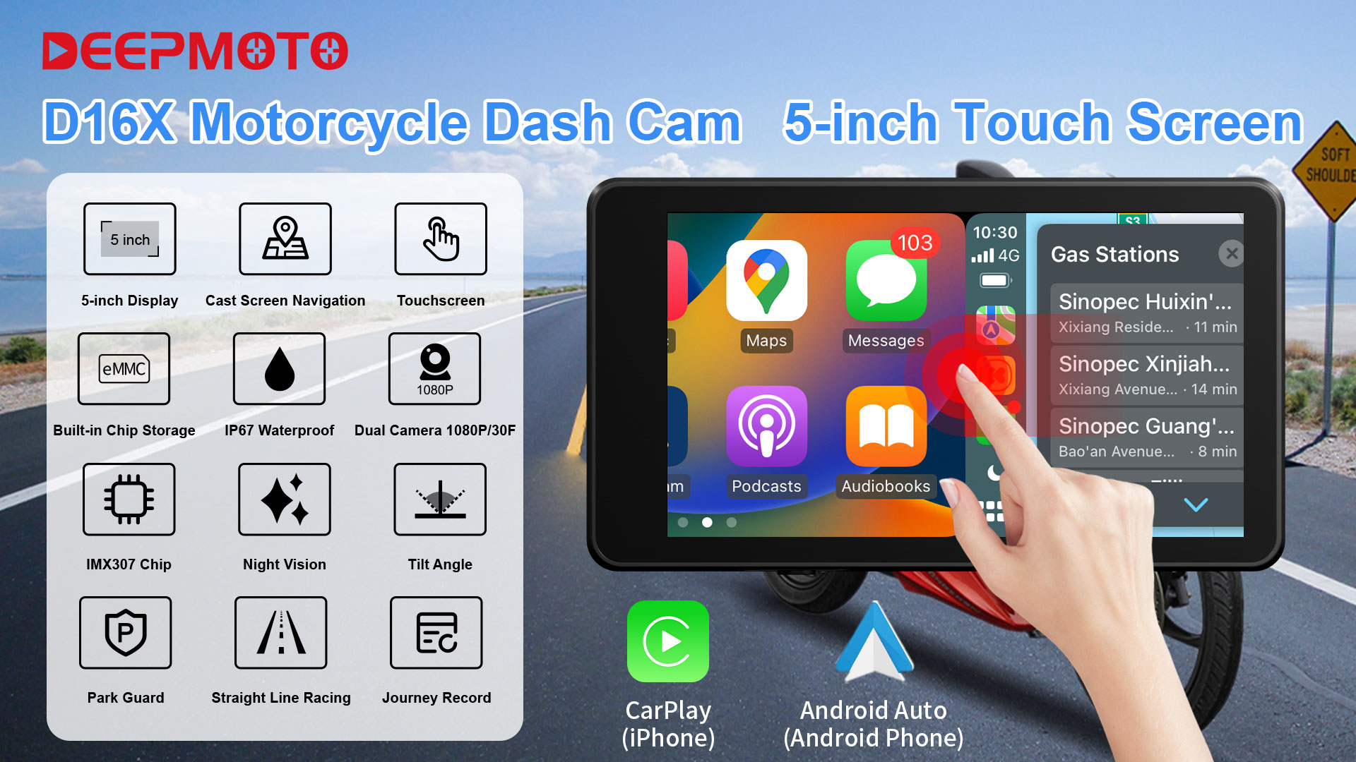 Amazon.com: DeepMoto Motorcycle Wireless Carplay and Android Auto