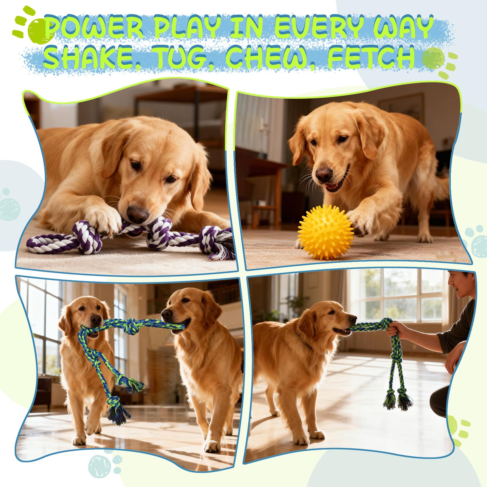 Waldseemüller Set di 4 giocattoli per cani, giochi per cani, giochi interattivi, pallina interattiva, pallina per cani di grossa taglia con una confezione regalo