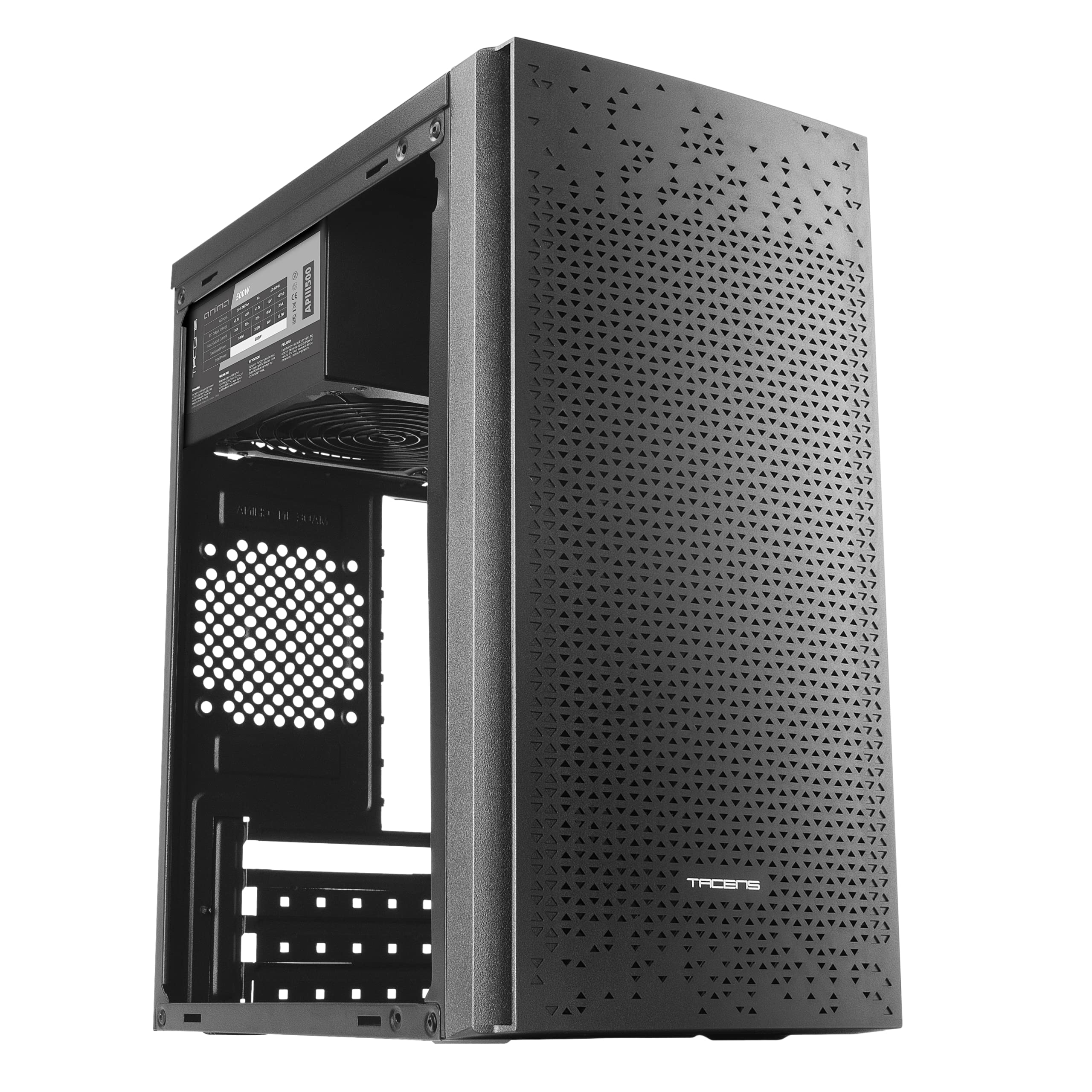 Tacens Anima AC6500, Boîtier PC Micro ATX Compact, Refroidissement par Mailles en Façade, Alimentation 500W, USB 3.0, Noir