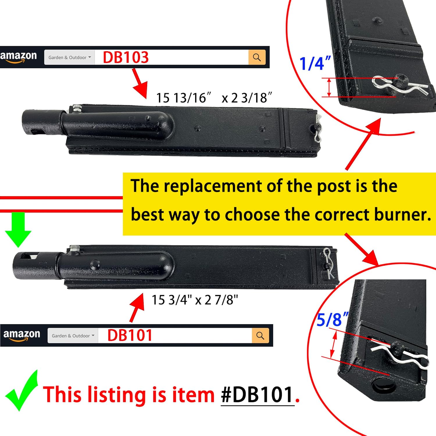 Direct store Parts DB101 4-Pack 15 13/16 Inch Cast Iron Burner Tube Kit Gas Grill Replacement Parts for Jennair 720-0061, 720-0062, 720-0063, Nexgrill 720-0671, 720-0165, Charbroil Gas Grill Models