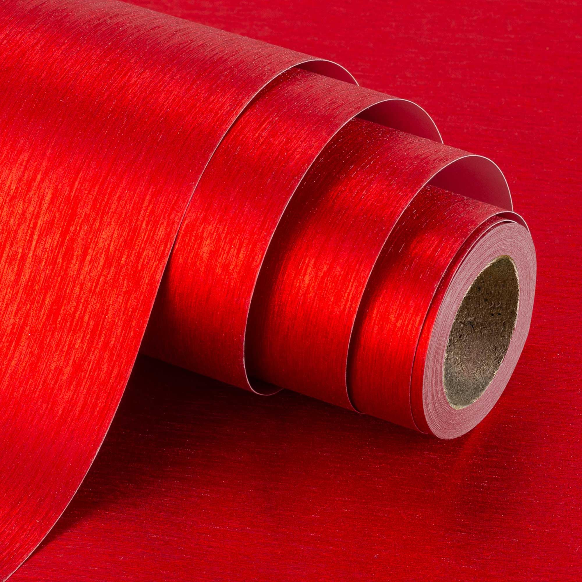 Yarcony Mini Wrapping Paper Roll - 17 Inch x 16.5 Ft Red Brushed Metal Texture Wrapping Paper Thick Sustainable Christmas Kraft Gift Wrap for New Year's Eve, Congrats and Graduation