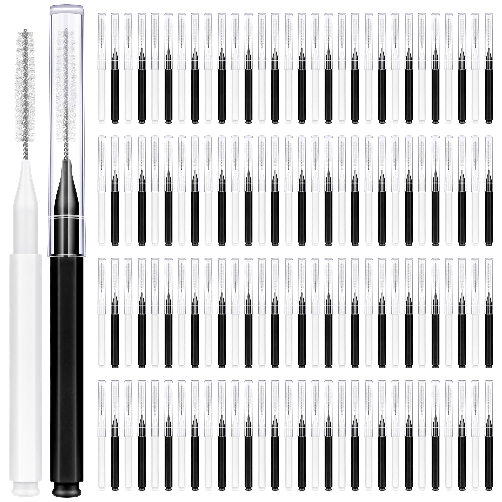 120Pcs Interdental Brush, Braces Brush Toothpicks with Soft Bristles 360° Bendable Floss Heads Dental Brushes Between Teeth Gum Braces Cleaning Kit Oral Tooth Cleaning Tool （Black, White）