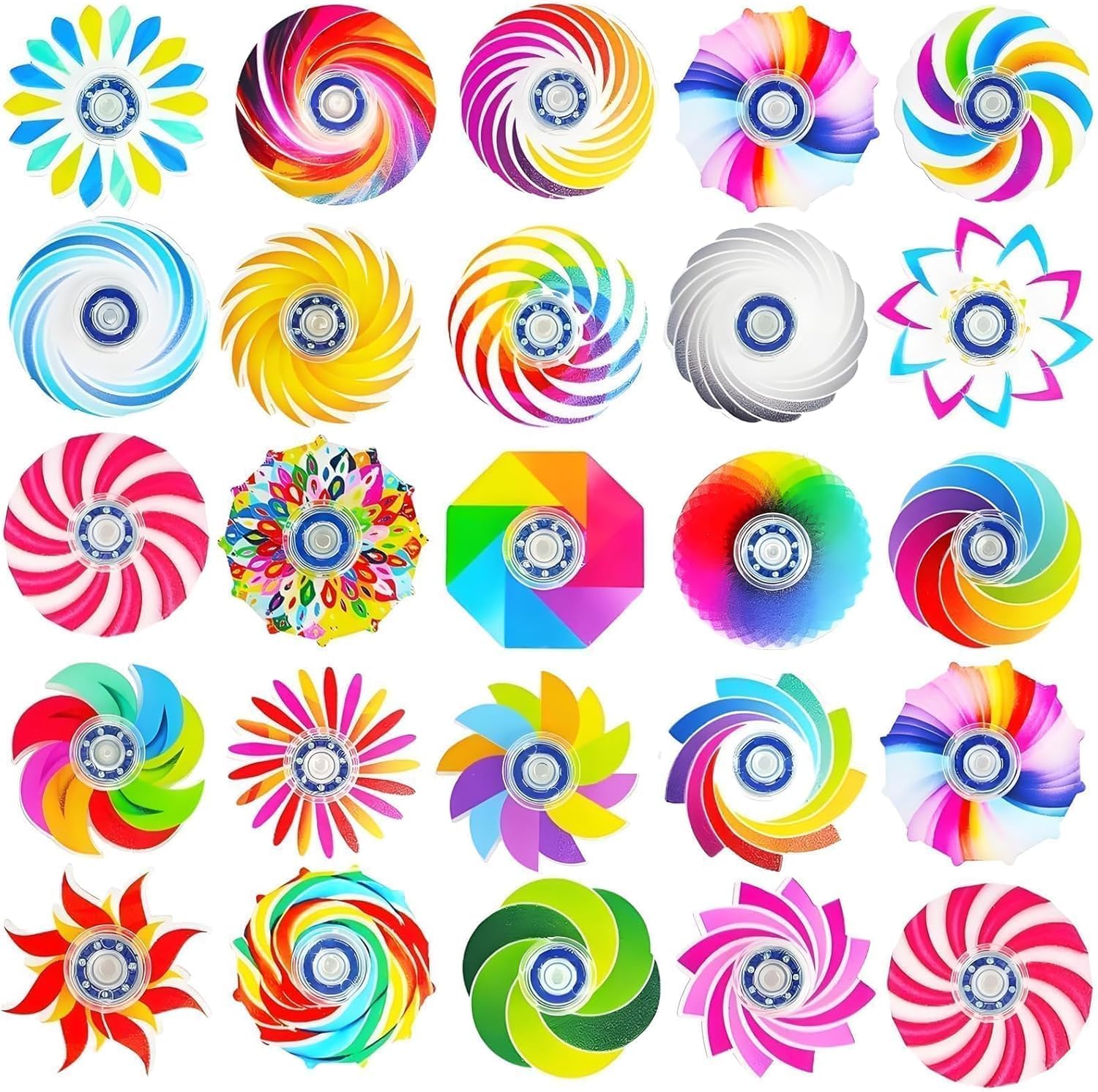 25 Pack Colourful Mini Fidget Spinners (1.57 Inch), Fidget Toys for Age 15+, Office Stress & Anxiety Relief Hand Spinners