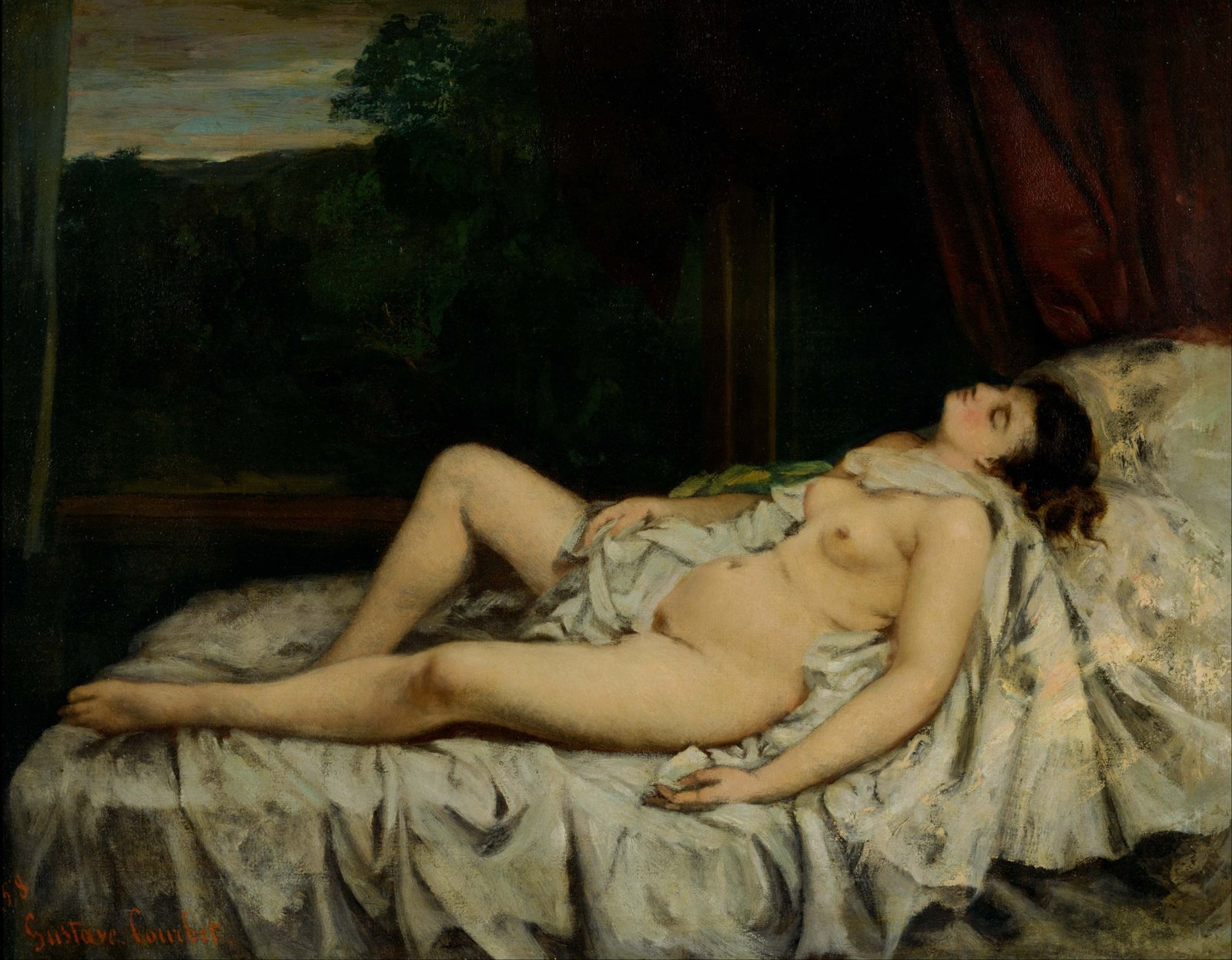 Gustave Courbet Sleeping Nude grande toile mate décoration premium