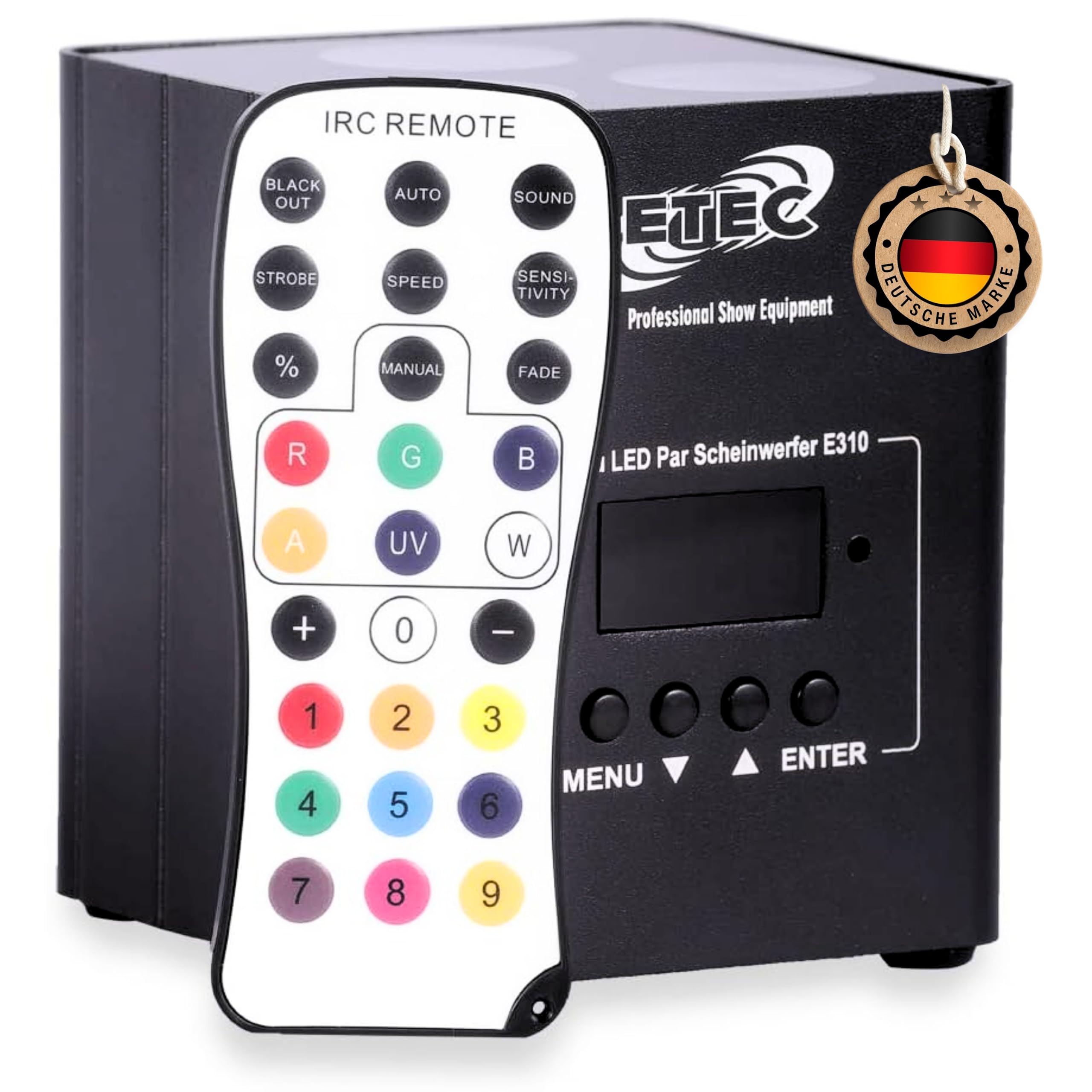 ETEC Professional Akku LED Par Scheinwerfer E310-3x10W RGBW, DMX Uplight, Floorspot, Disco Party Effekt Strahler für DJ, Club, Event und Bühne
