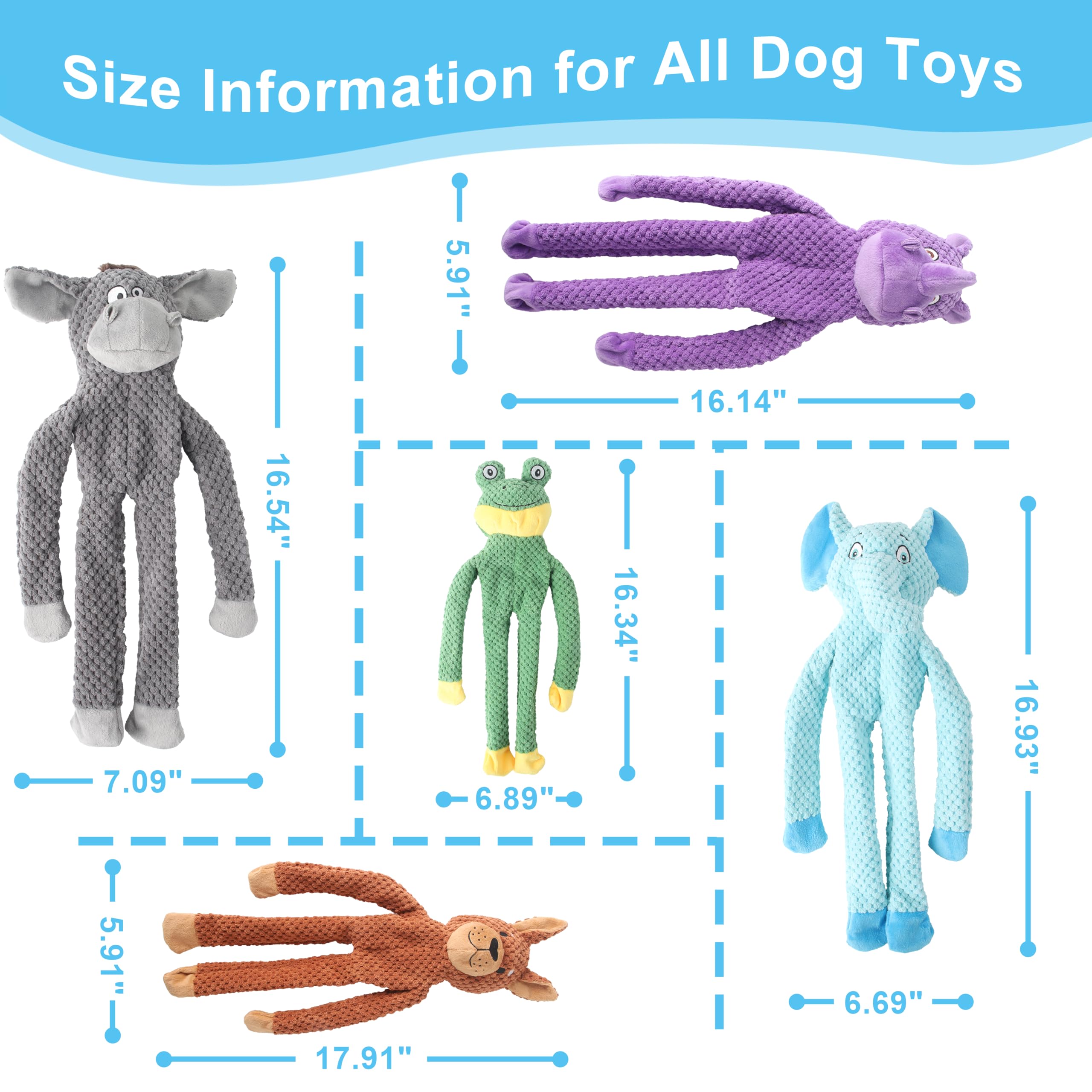 PELTEFLU Dog Squeak Toys for Small, Medium & Large Dogs, Durable Chew Toy for Teething and Chewing, Tough Interactive Puppy Toy, 5-Pack, for Dogs