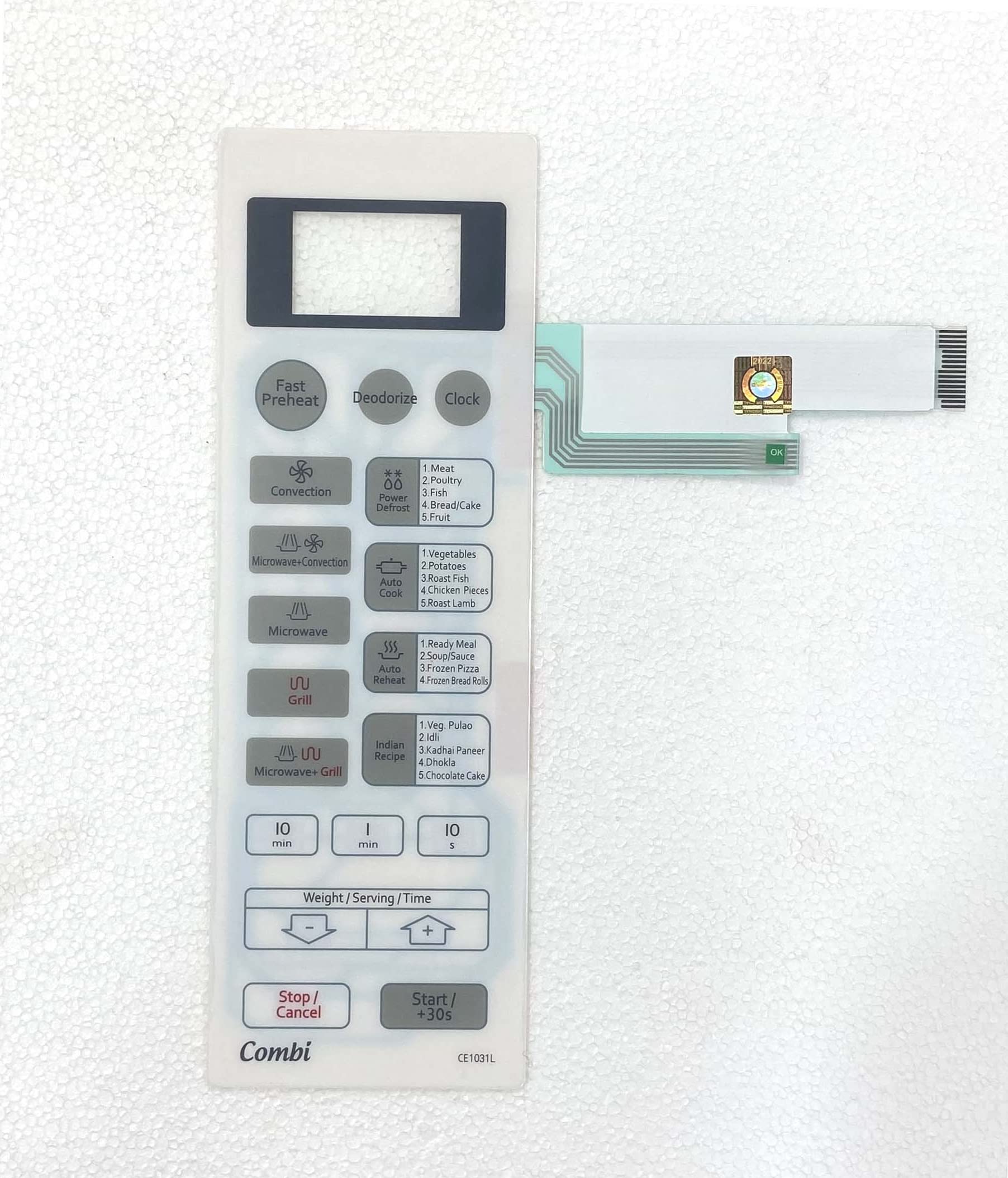 WHITEFLIP CE1031L Microwave Oven Membrane Keypad (White)-image-22