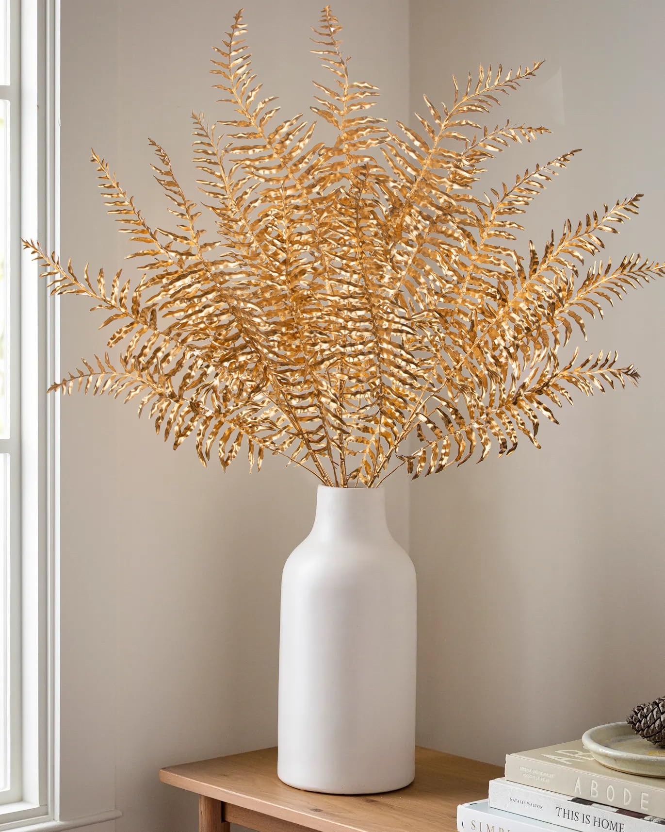 Amazon.de: 76cm Kunstpalme Pflanzen Bltter Dekoration Knstliche Farnzweig  Gold Kunstpflanze Kunstzweig Weihnachten Deko Knstliche Farn fr  Feiertags-Esstischdekoration Heimdekoration, DIY-Blumenarrangement