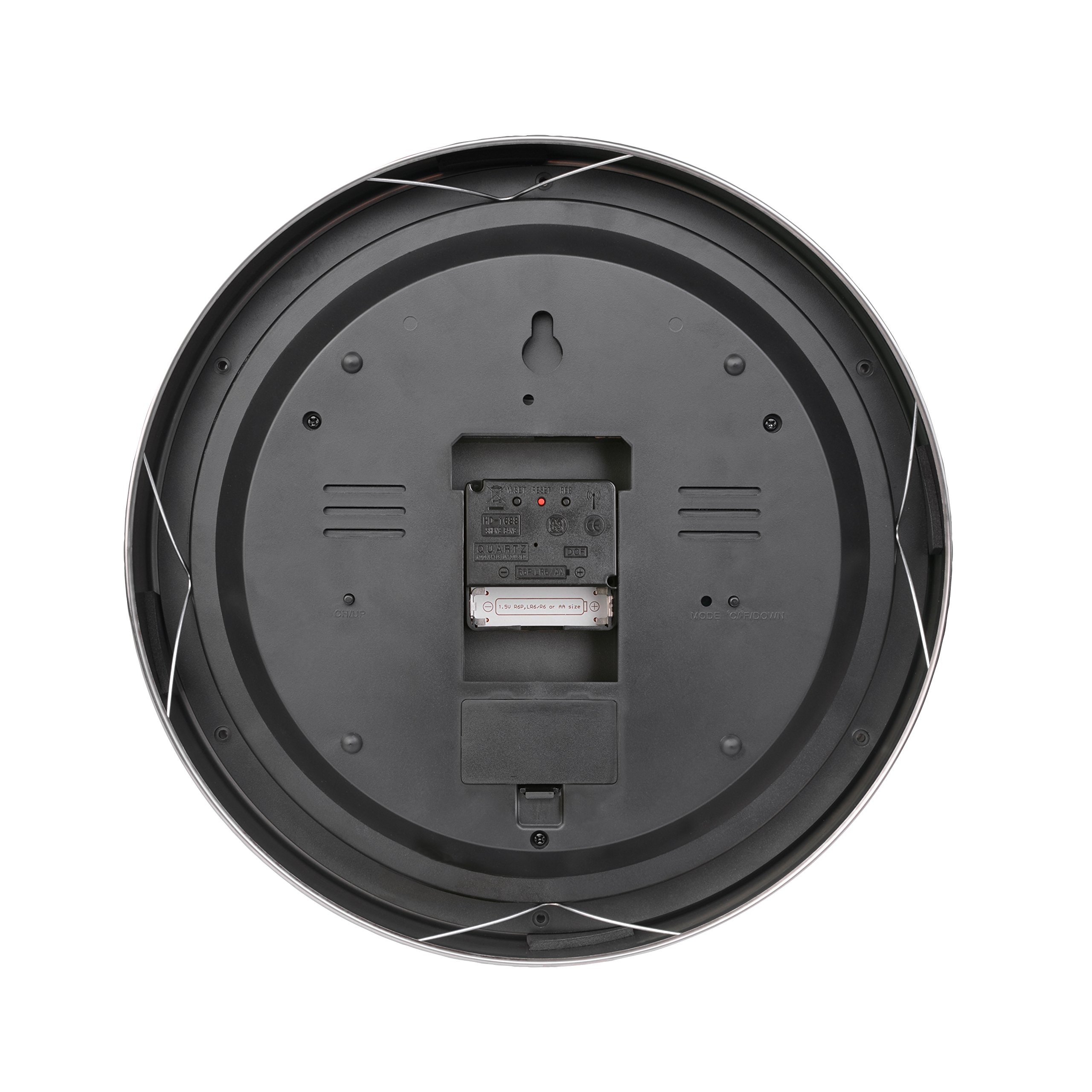 Bresser horloge radiopilotée MyTime io, 30 cm grande avec mécanisme silencieux avec température intérieur et extérieur + affichage humidité, capteur radio extérieur inclus, blanc
