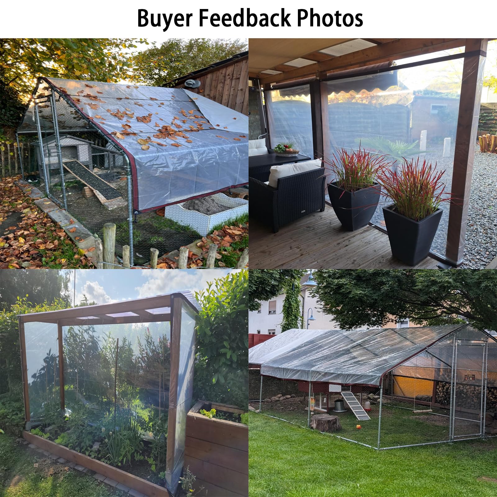 Gewebeplane 405 x 980 cm 80 G M², Durchsichtig UV Best Ndig, Wetterfest, Beständige & Reißfeste, Wind- Und Staubschutz, Transparent Plane mit Ösen, Allzweckplane für Außen, farblos