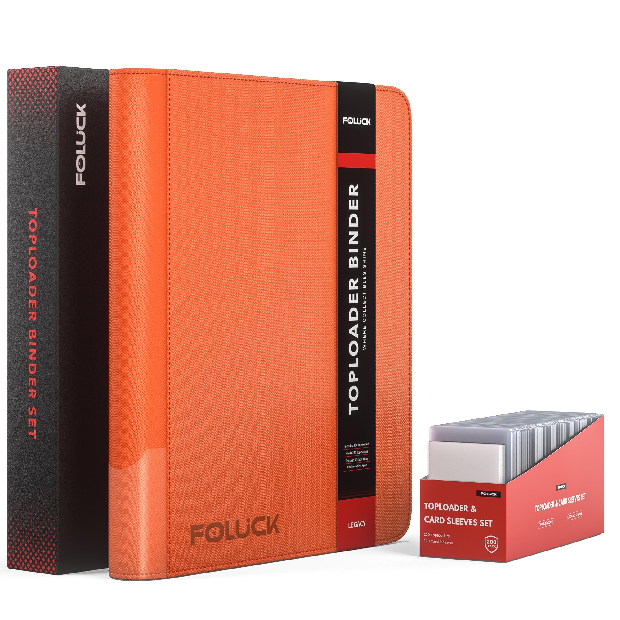 Foluck Carpeta de carga superior de 9 bolsillos, capacidad para 252 cargadores superiores, 200 cargadores superiores y fundas para tarjetas incluidas, carpeta de tarjetas intercambiables de carga