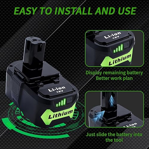 Miniatura 5 de 2 Packs 6.0Ah 18V Battery Replacement for Ryobi 18V Lithium-Ion Battery, Compatible with Ryobi 18 Volt Batteries Cordless Power Tools