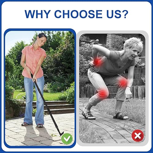 Crack Weeder Tool Long Handle Manual Weeders Crevice Weeding Tool L Shaped Multiple Sharp Blades Efficient Weeding for Narrow Spaces Driveways Sidewalks Paving Stone Gaps