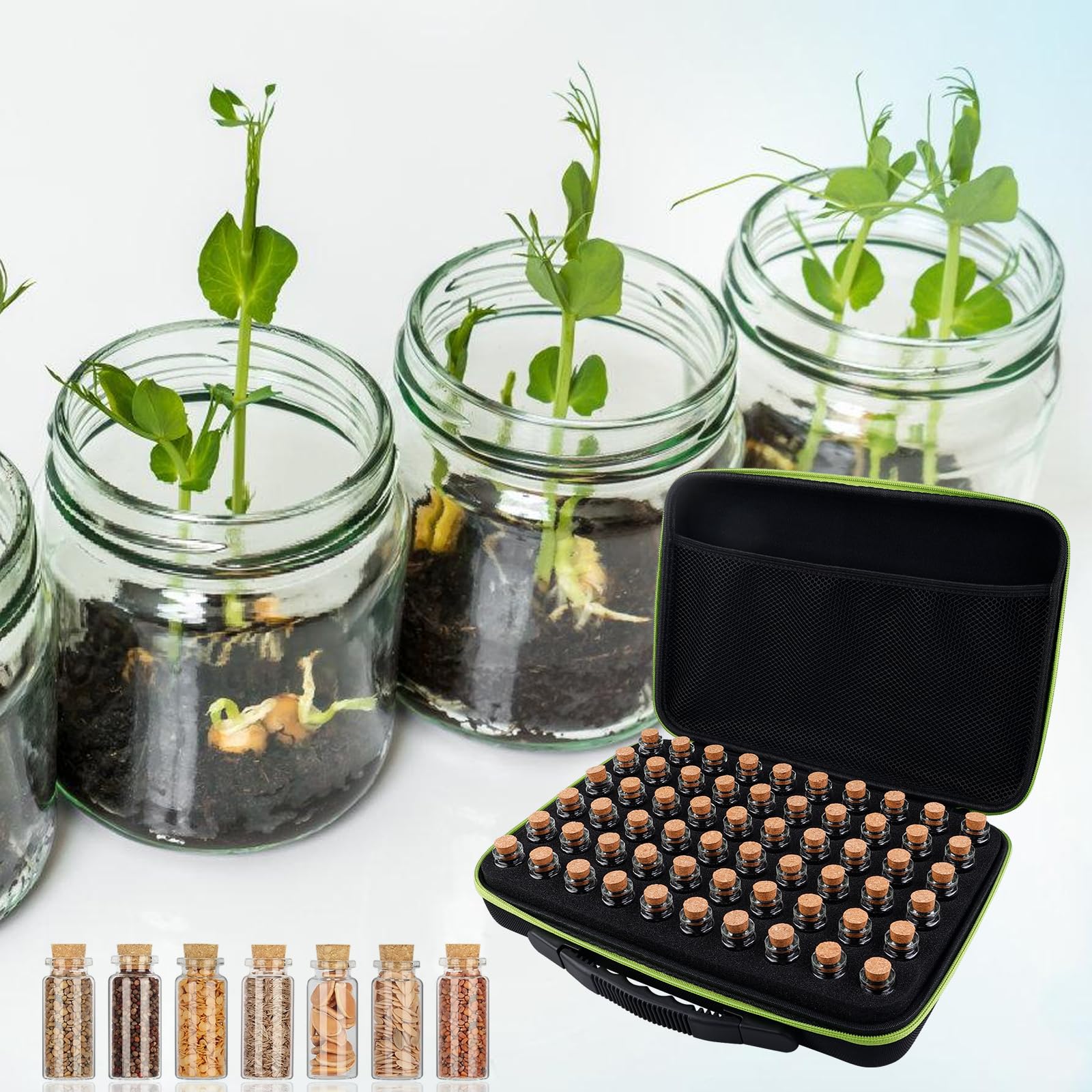 Boîte de rangement pour semences, 60 emplacements, boîte de rangement de semences, organisateur de semences, organisateur de semences, avec étiquettes, étiquettes autocollantes et entonnoir pour