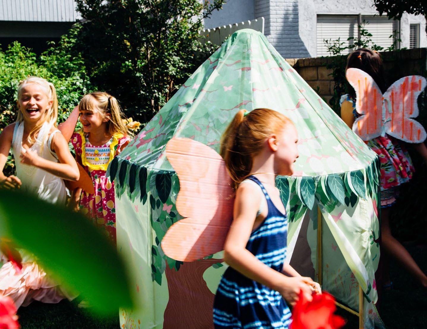 60% Off Discount Pacific Play Tents 42800 Kids Butterfly Garden Wood Pole Frame Pavilion Playhouse, 48 x 56 Green