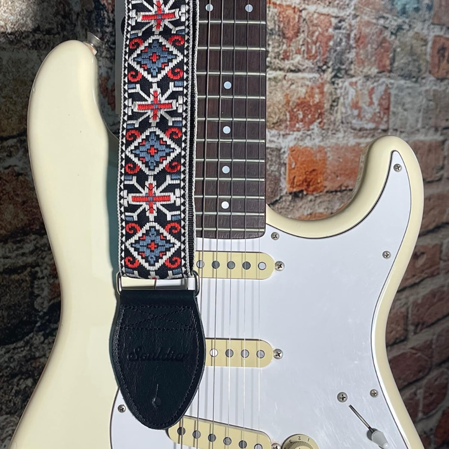 Souldier GS1317BK02BK - Handmade Seatbelt Guitar Strap for Bass, Electric or Acoustic Guitar, 2 Inches Wide and Adjustable Length from 30" to 63" Made in the USA, San Quentin, Blue