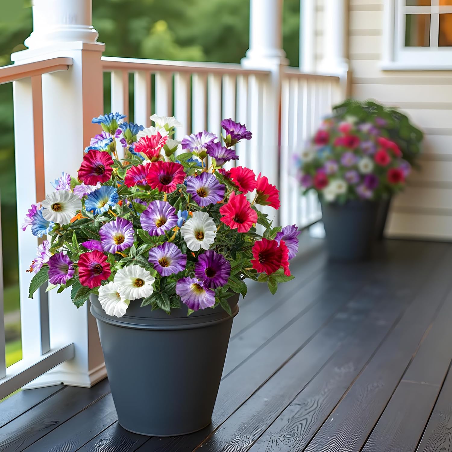 Artificial Plants Outdoor Morning Glory Artificial Flowers Plastic Flowers for Decoration,UV Resistant Look Real Fake Flowers Faux Outdoor Plants Front Door Decor Outdoor(Mix Colors) 4pcs - Image 8