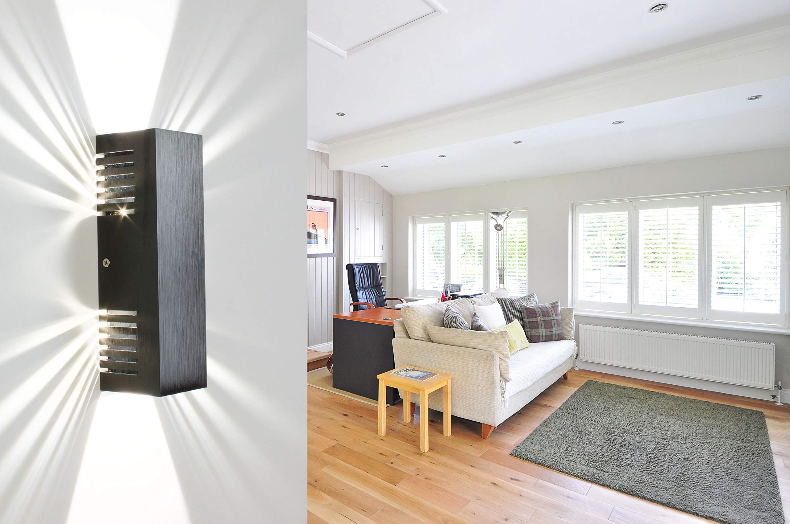 Wandleuchte | ShineLED-14 Black Edition | Schalter | 2x7W Warmweiß | Schatteneffekt | High-Power LED Wandlampe