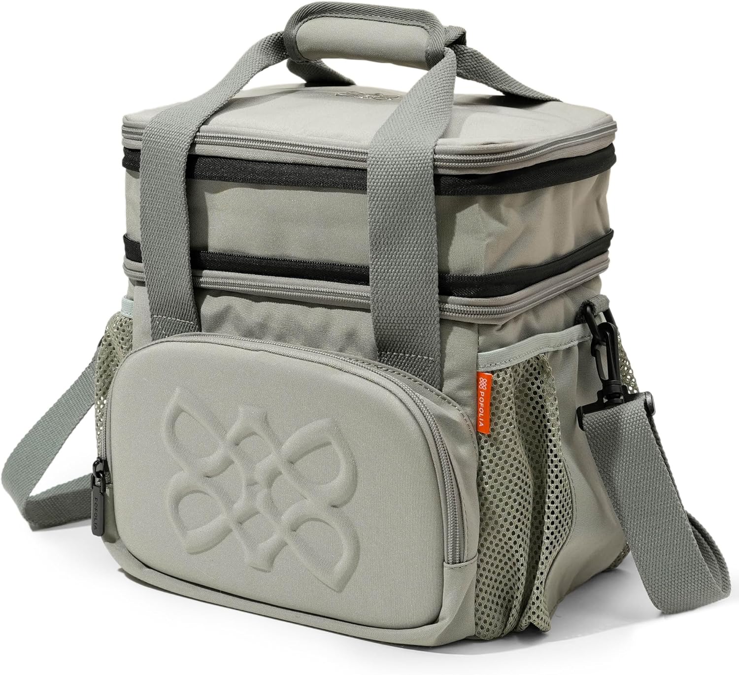 Dual Compartment Lunch Bag, 12L Insulated Leakproof Lunch Box, 13 Cans Capacity (Sage)