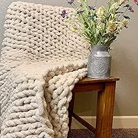 Vista 3 de Manta de punto grueso de chenilla, hecha a mano, gruesa, voluminosa, suave, esponjosa, de gran tamaño, trenzada a mano, para sofá, regalo bohemio