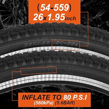 26x1.95 Inch Folding Mountain Bicycle Tires and Tubes with Levers