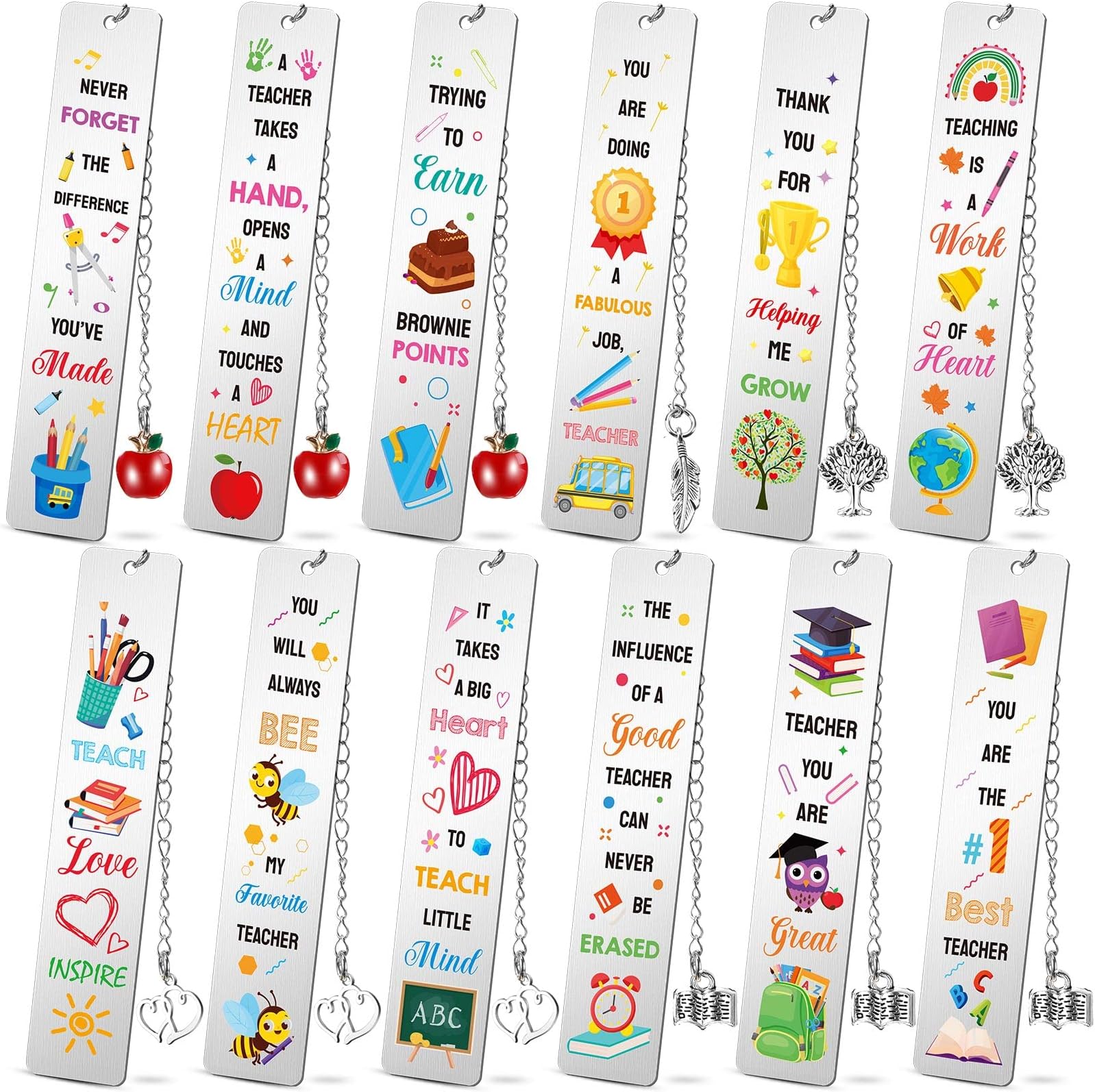 Amazon.com: 6 Packs Teacher Bookmarks Metal Bookmarks Teacher ...