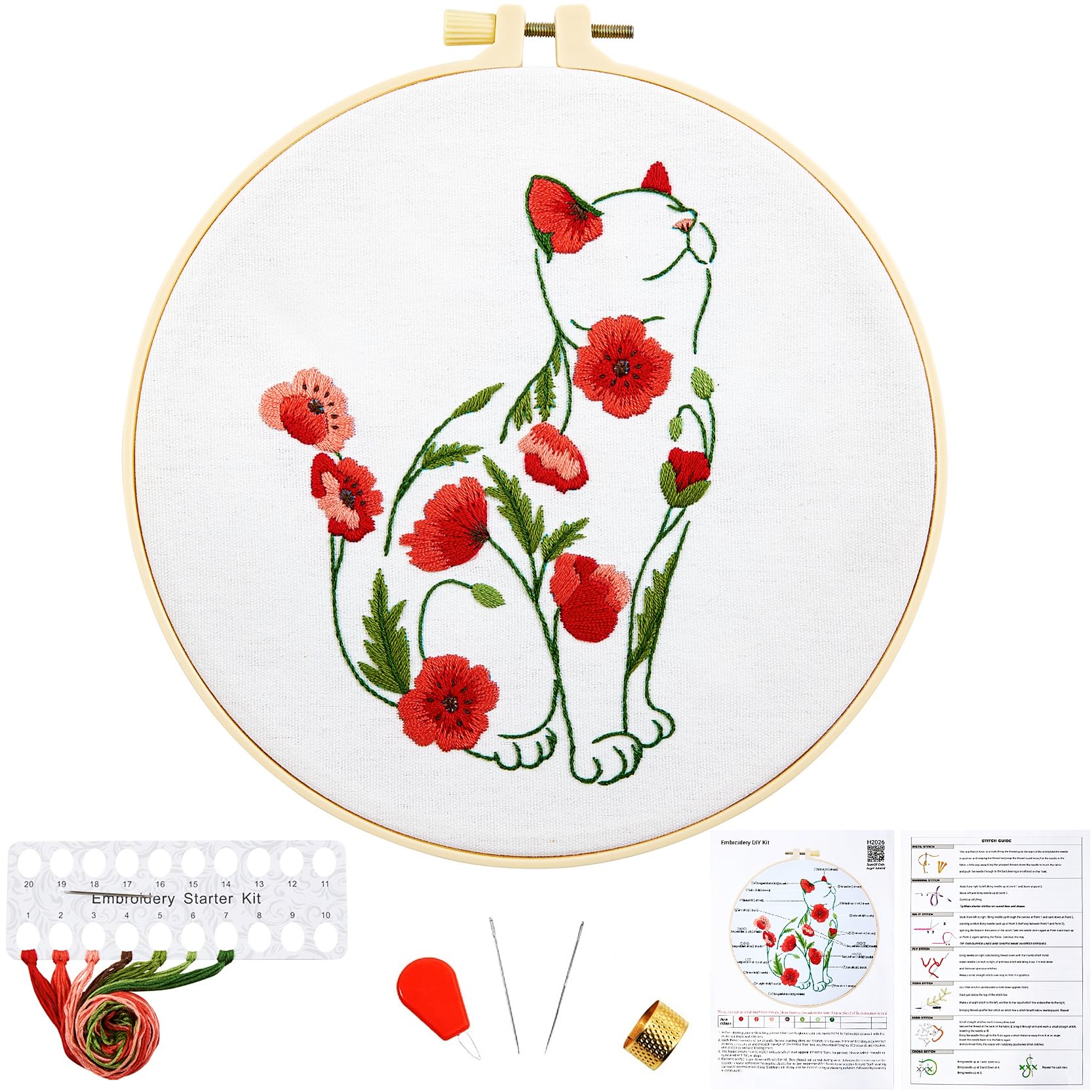 Beginner Embroidery Kits - Floral Designs & Video Tutorial -14