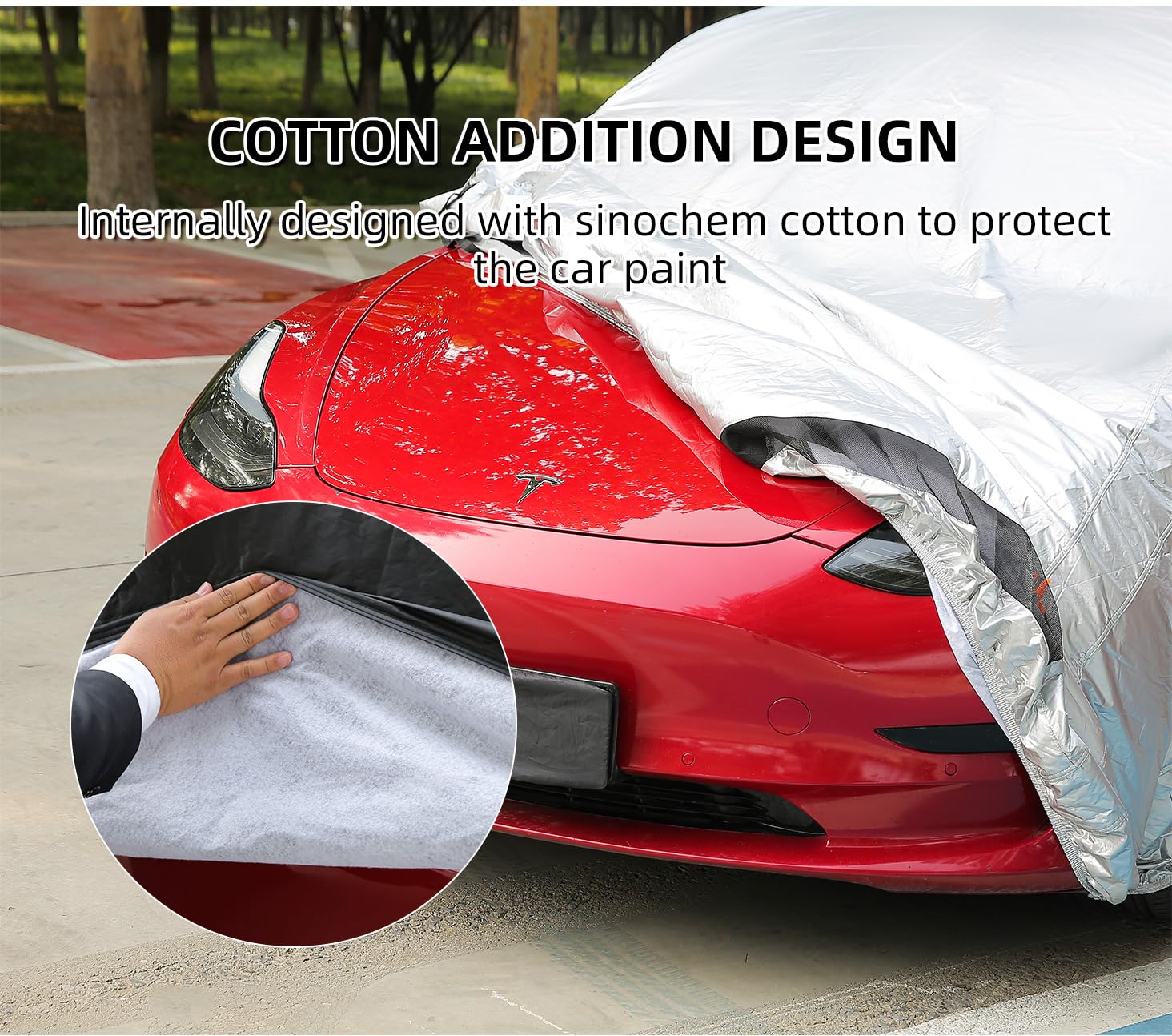 Tesla Model X Car Cover 2015-2026 - 210T Heavy-Duty Polyester with Fleece Lining 4-in-1 Waterproof Windproof Snowproof UV — view 3