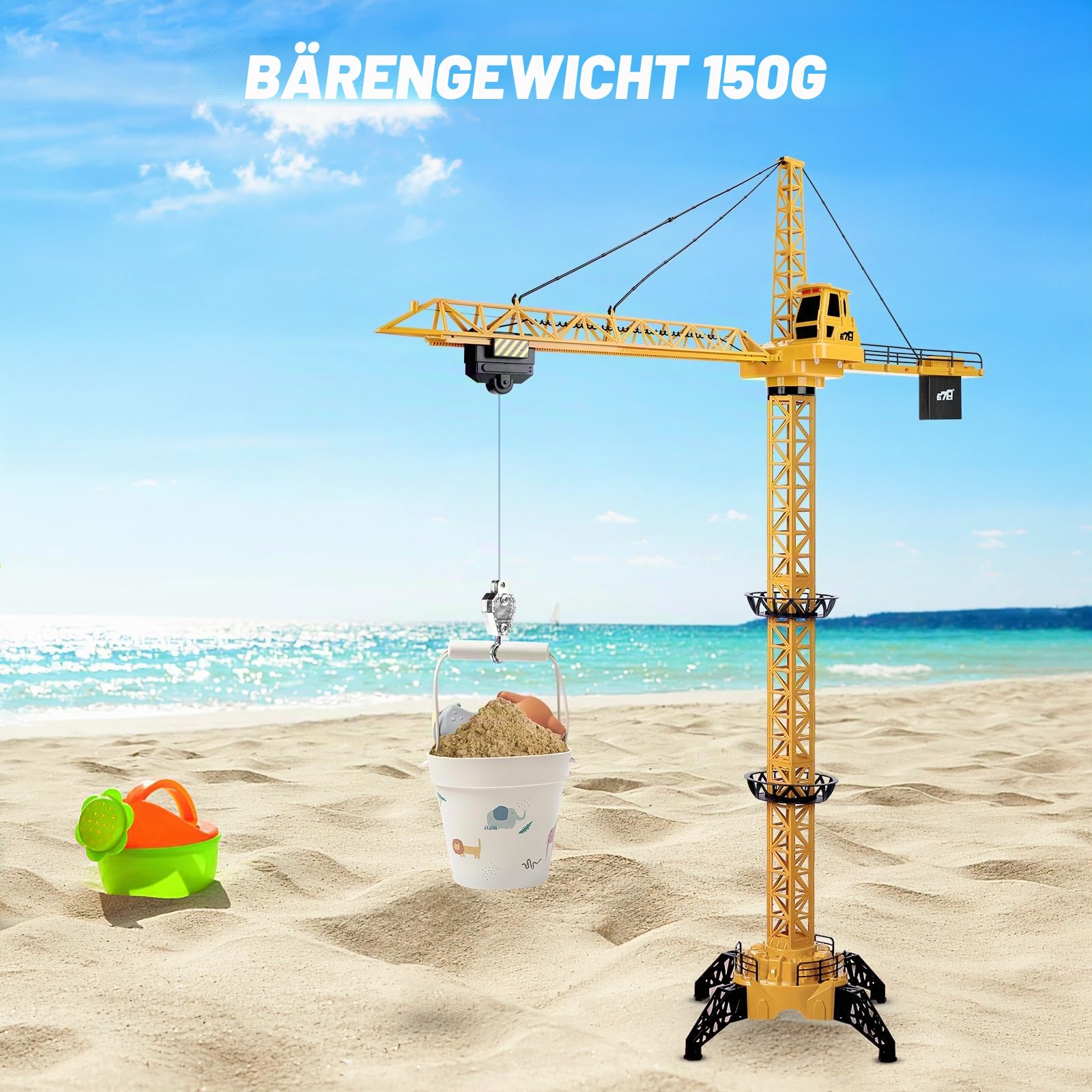 deAO RC Bauturmkran für Kinder, Ferngesteuerte Kran 128 cm Höhe, 6 Kanäle, 680 ° Rotation, Ferngesteuert Turmkran Spielzeug mit Lichter und Geräusche, Modell Die Cast, Geschenke für Jungen Mädchen