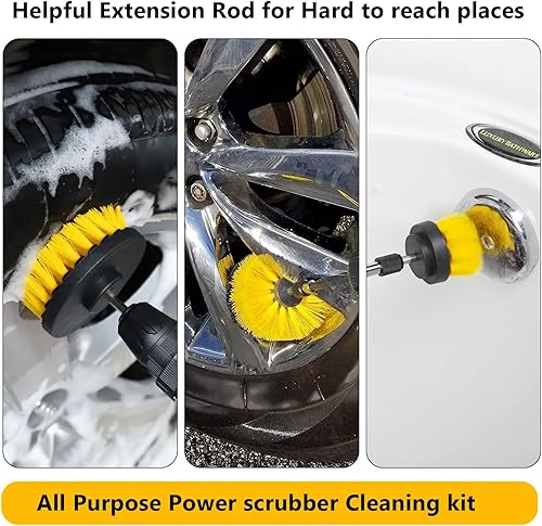 Miniatura 5 de Sayutie 7 Pcs Drill Brush Attachment Set All Purpose Power Scrubber Cleaning Brush Kit with Extend Long Attachment for Bathroom Surfaces, Grout,