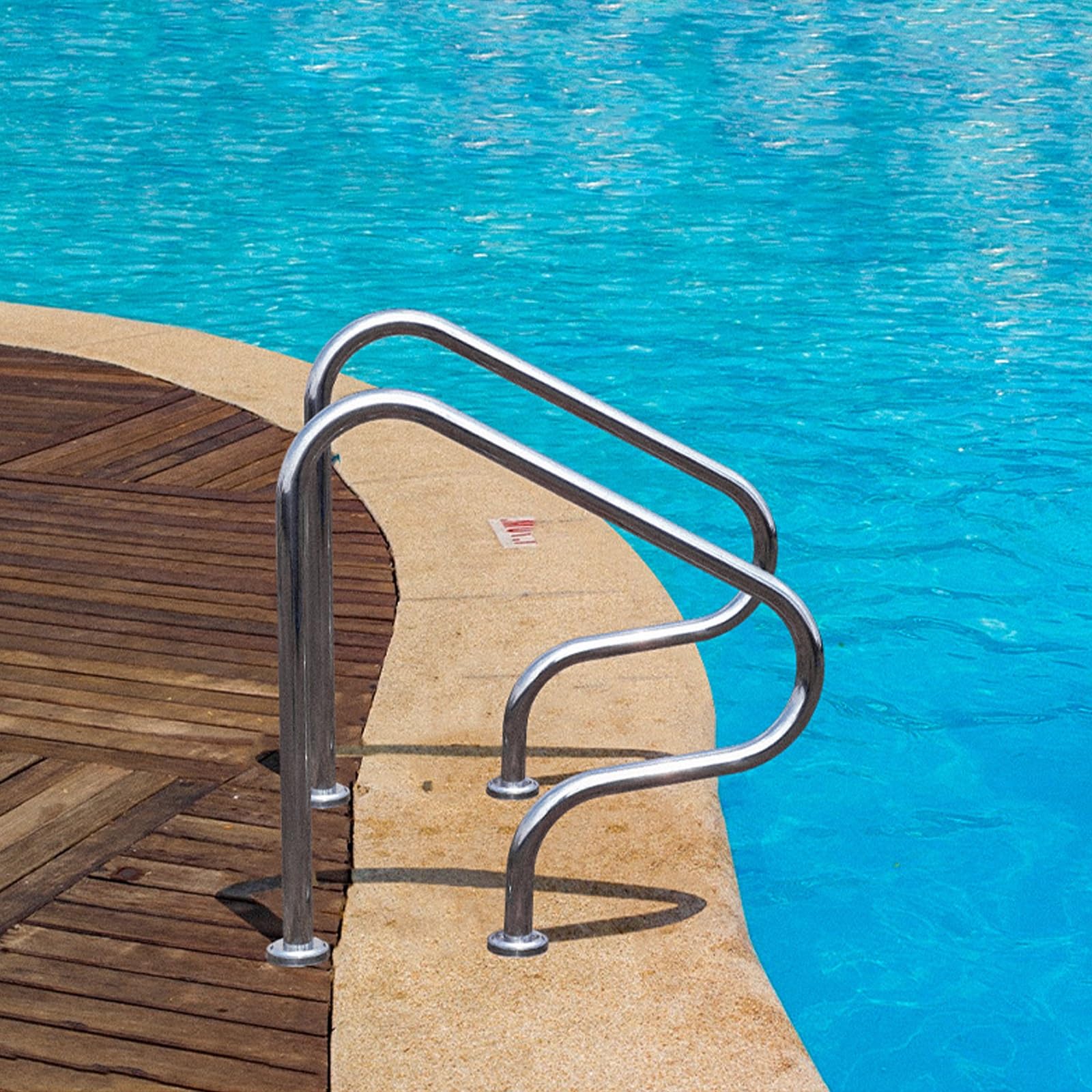 Main courante de piscine en acier inoxydable 304 pour piscines creusées, 80 x 80 cm, capacité de poids de 150 kg, pas de pré-encastrement nécessaire
