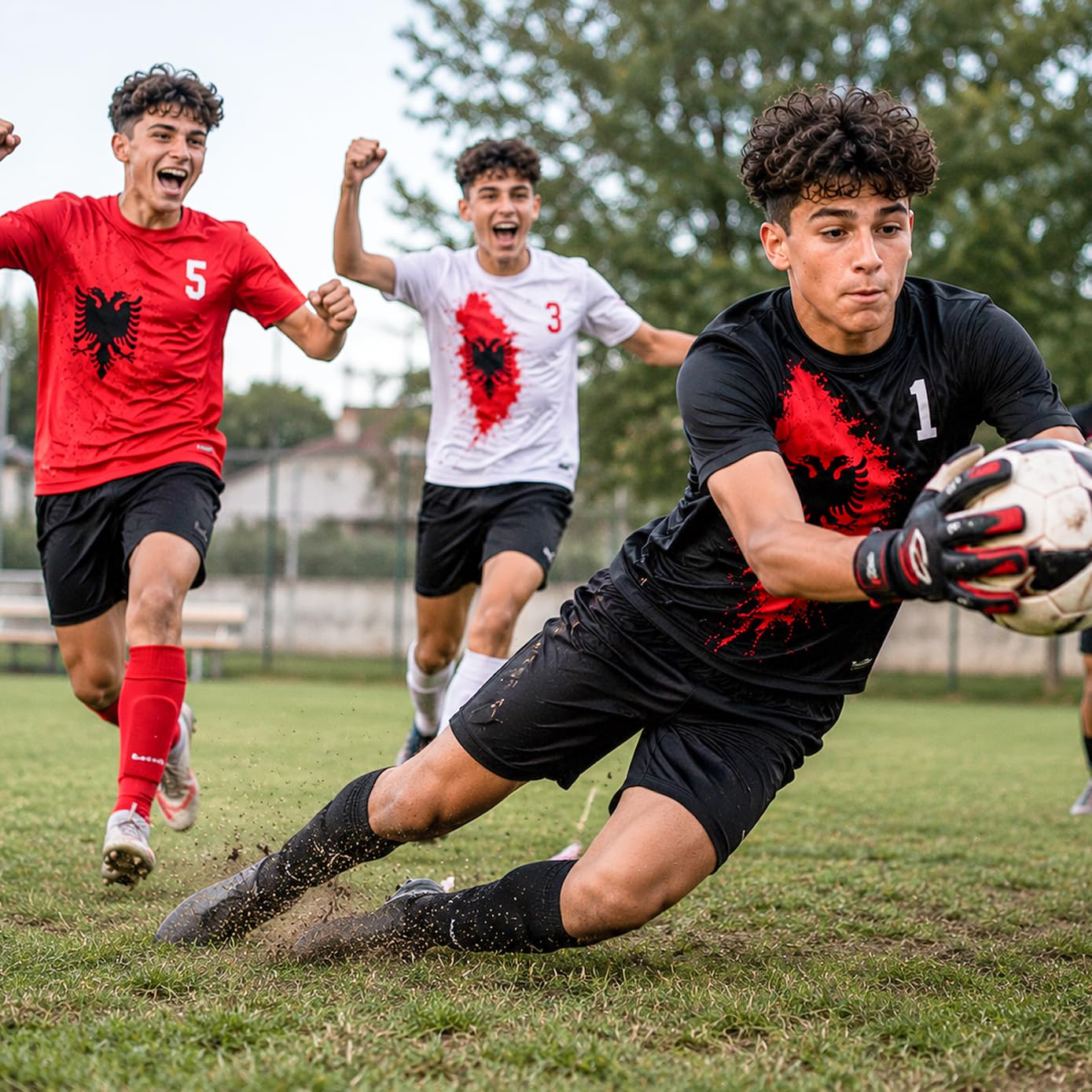 Albania 2026 T-Shirt in Cotone Grafico Personalizzato per Bambini Tifosi di Calcio, Nome e Numero Personalizzati Maglia da Supporter a Maniche Corte
