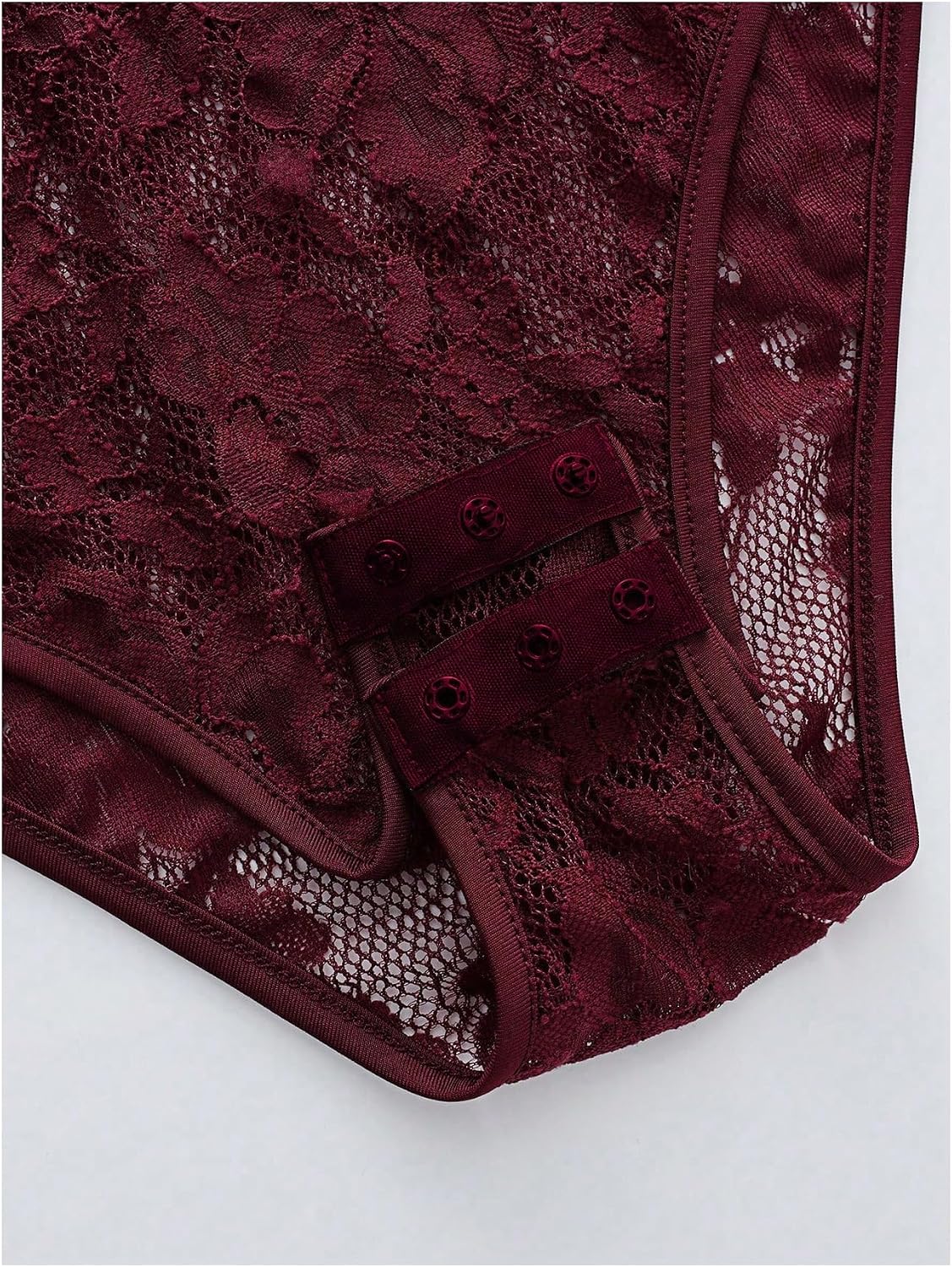 Milumia Women's Floral Lace Long Sleeve Bodysuit Tie Front See Through Mesh Leotard Tee Shirts
