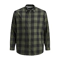JACK&JONES PLUS Jjegingham Twill Shirt L/S PS Noos Maglia, Oliva impolverato