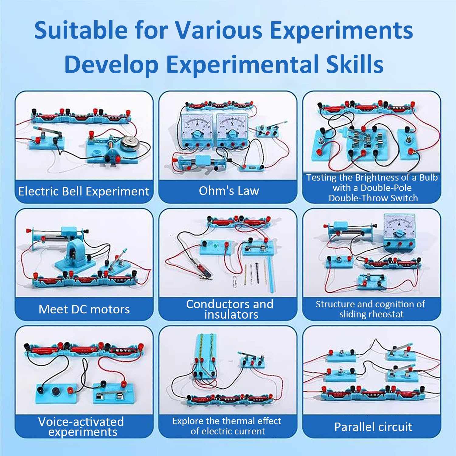 Kits de Experimentos de Circuito y Magnetismo, Electromagnetismo Kit, JEscuela Imanes Experimento Educación Proyectos de Física, 132 pcs con Instrucciones de Funcionamiento