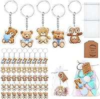 Vista 10 de Wettarn Juego de 50 recuerdos de baby shower de Woodland para invitados Woodland Animal Baby Shower Regalos, recuerdos, incluye llaveros, etiquetas