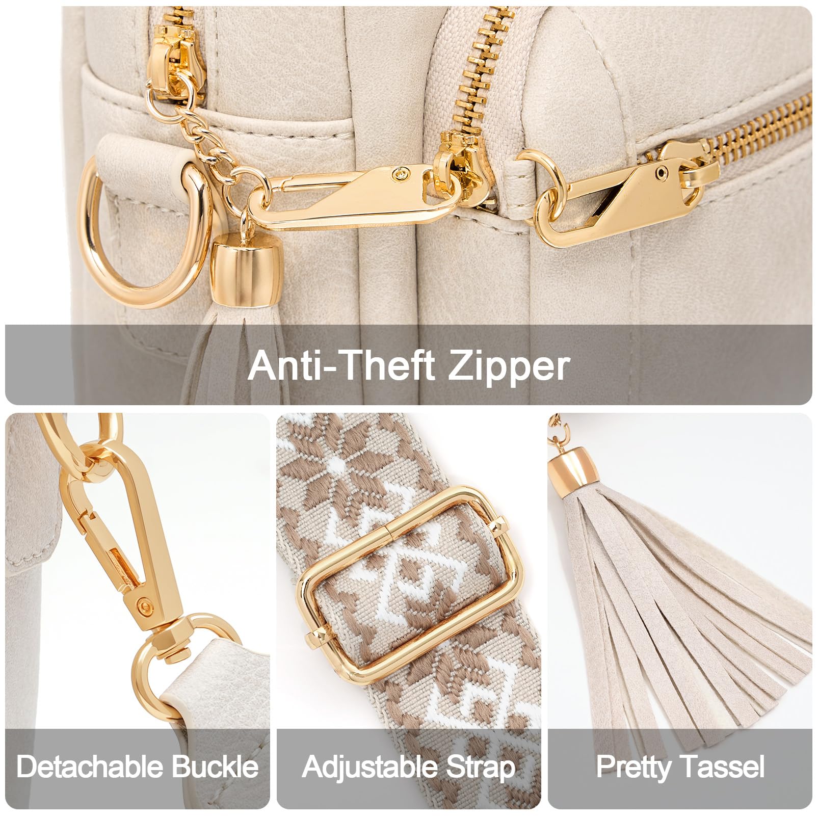 Bolso Bandolera Mujer Antirrobo,4 Compartimentos