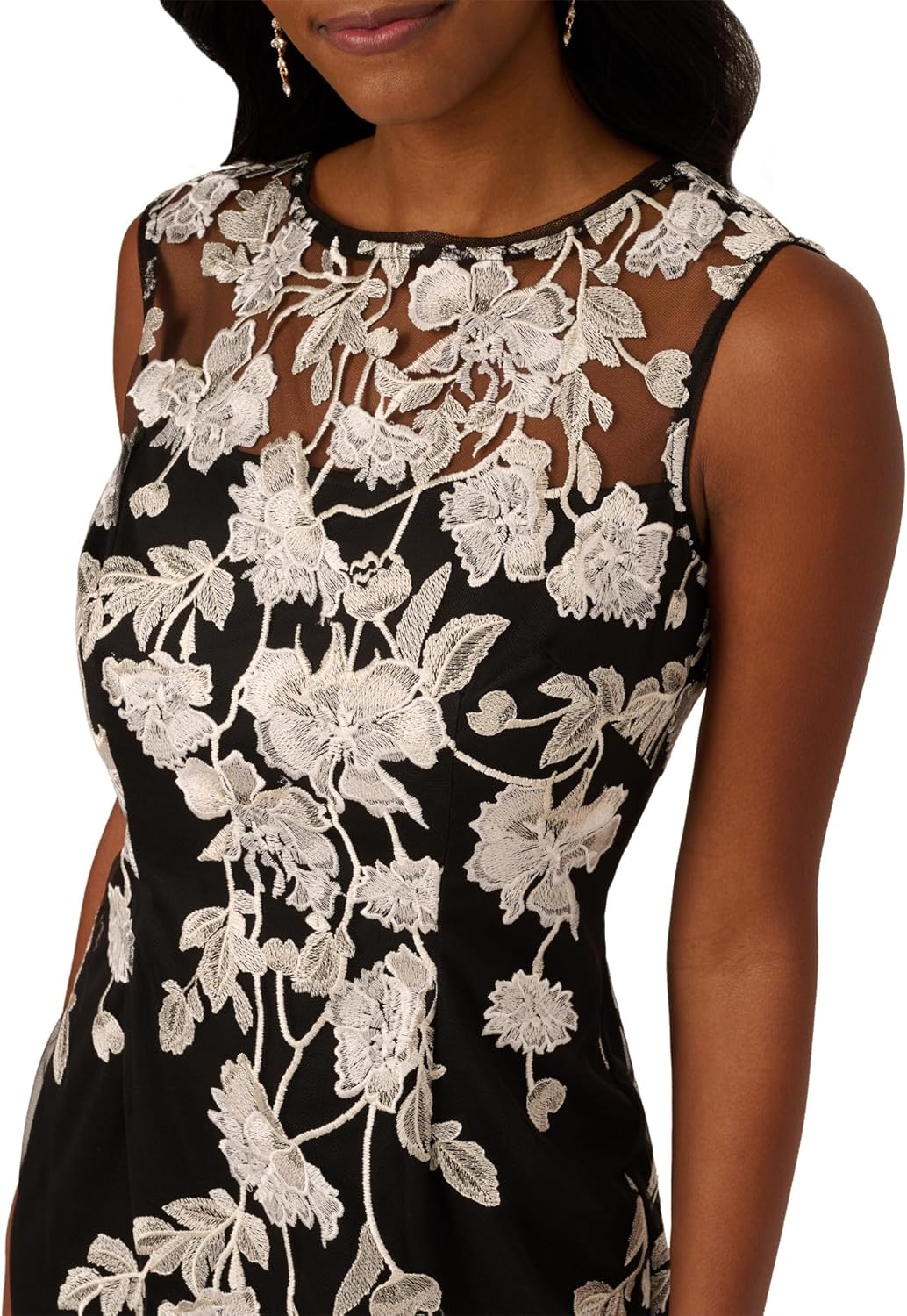 Adrianna Papell Womens Border Embroidery Sheath Dress - Image 4