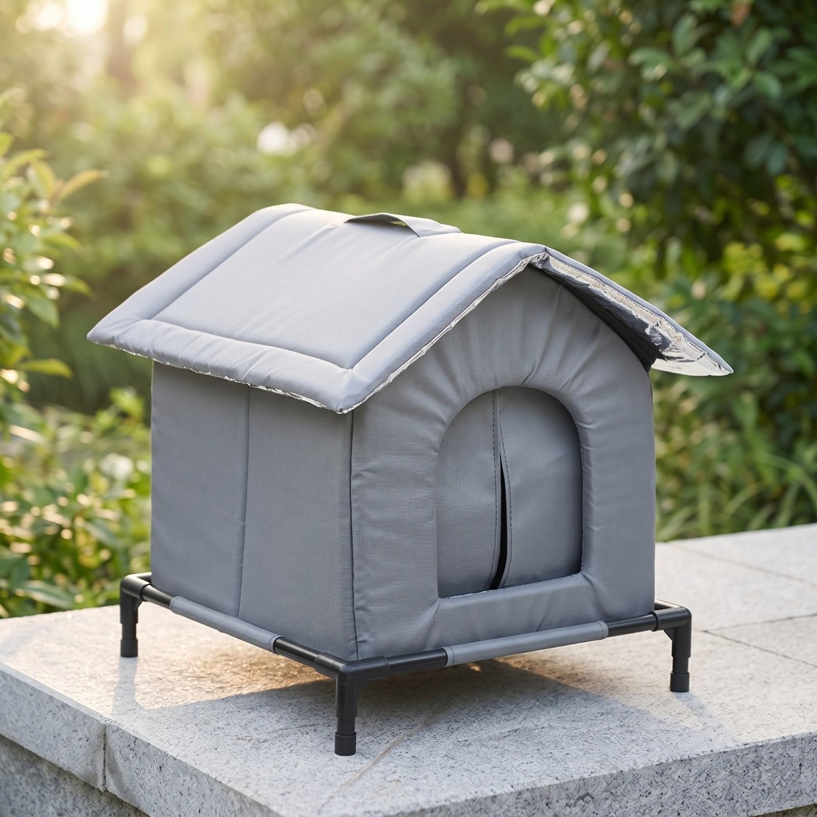 Generic Casetta Tetto Inclinato Design Chiuso Anti, Cuccia per, Rialzata, Giardino, Patio, M