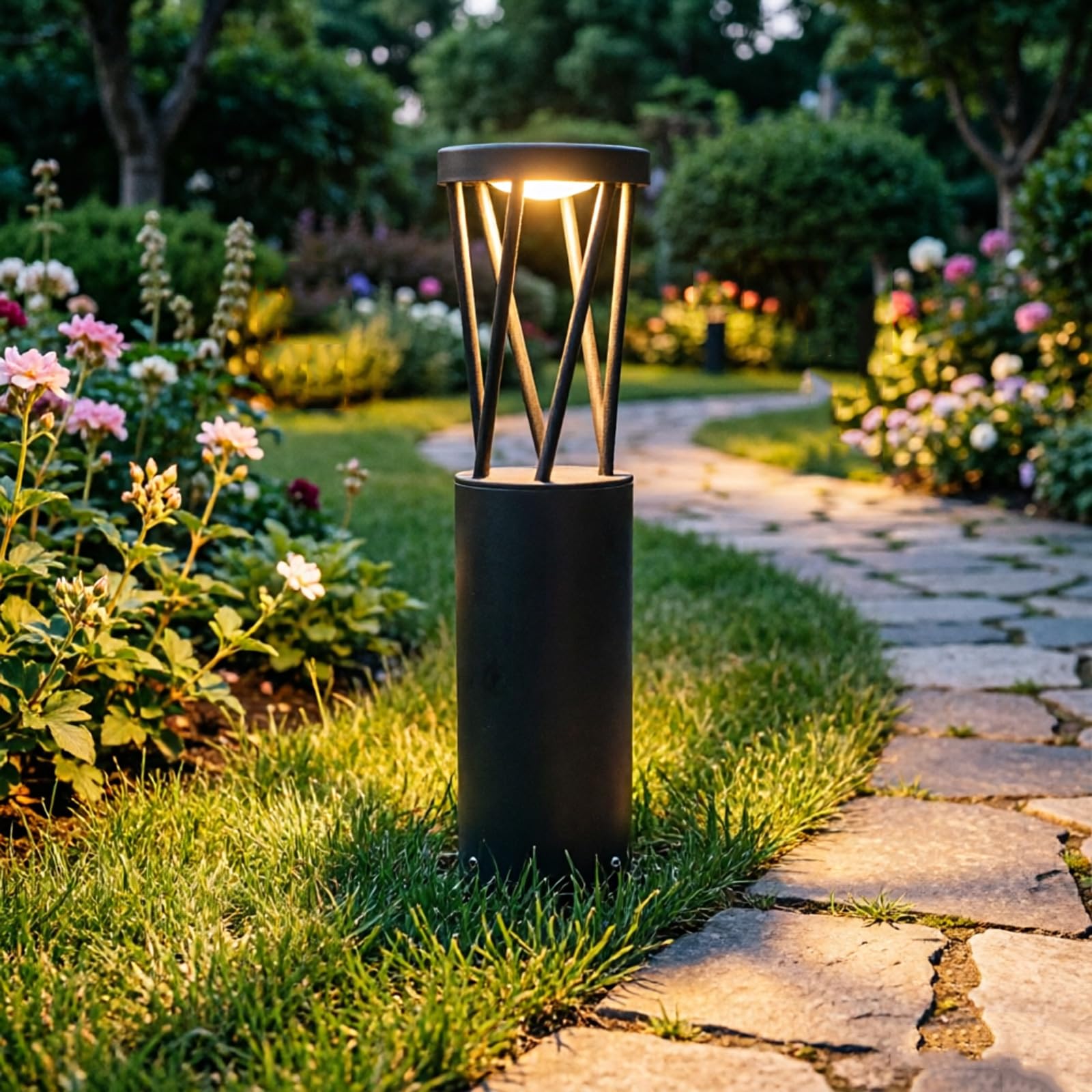 SDUYTDG ﻿IP65 Waterproof Landscape Path Light, 23.6" Modern Outdoor LED Pathway Lights, Black Led Bollard Lighting for Yard, Driveway, Lawn, Courtyard & Garden Decoration